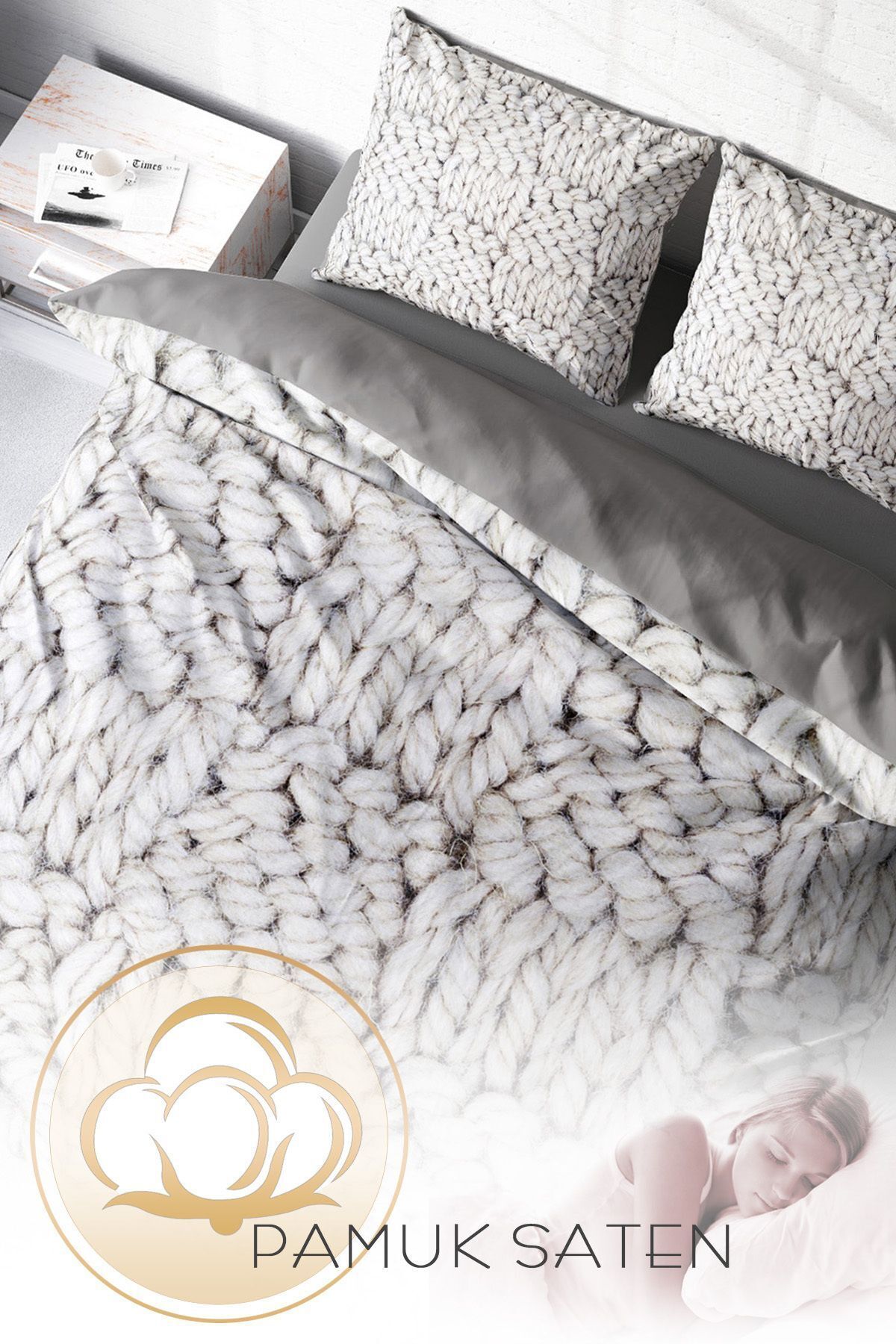 سرویس روتختی  خاکستری مونوهومMonohome | MONOHOME37239 اورجینال - تصویر 4