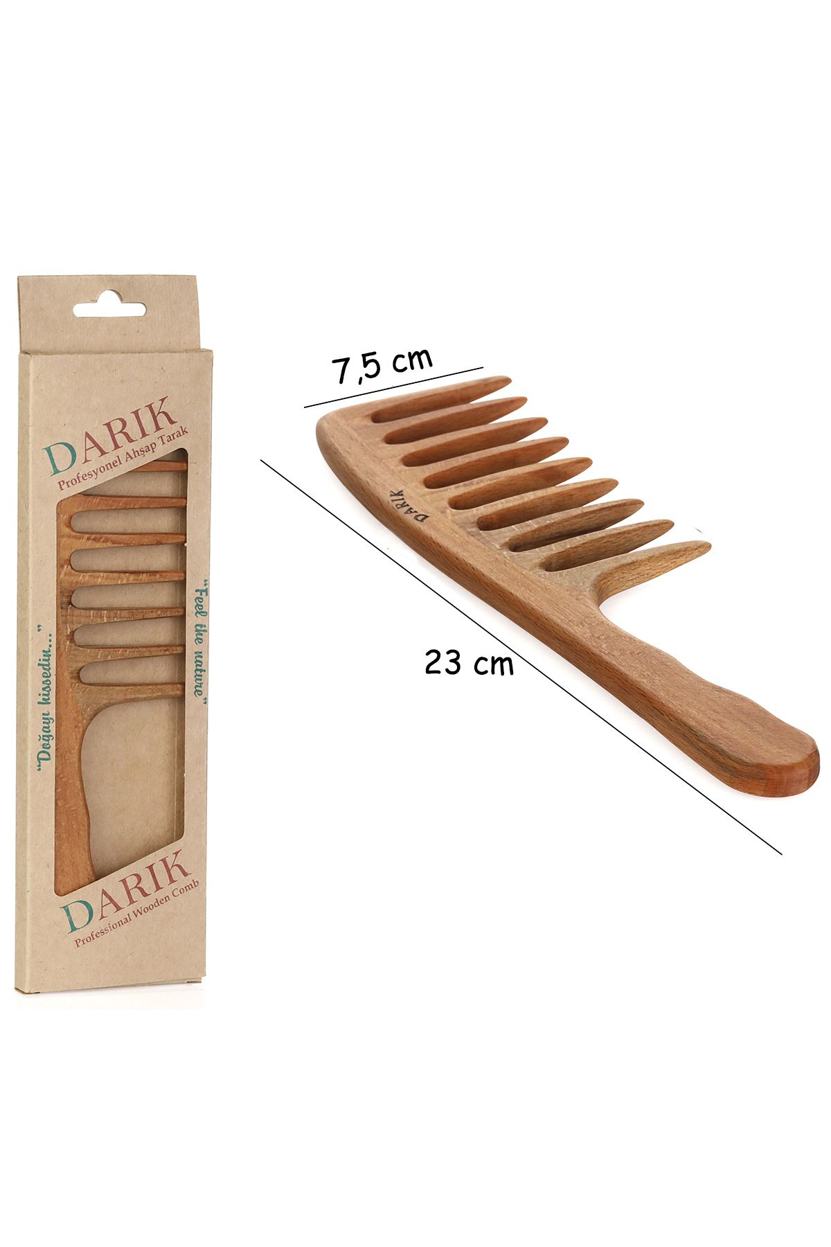 DARIK-Beech Wood Quality Wide Tooth Comb, Model 7 5