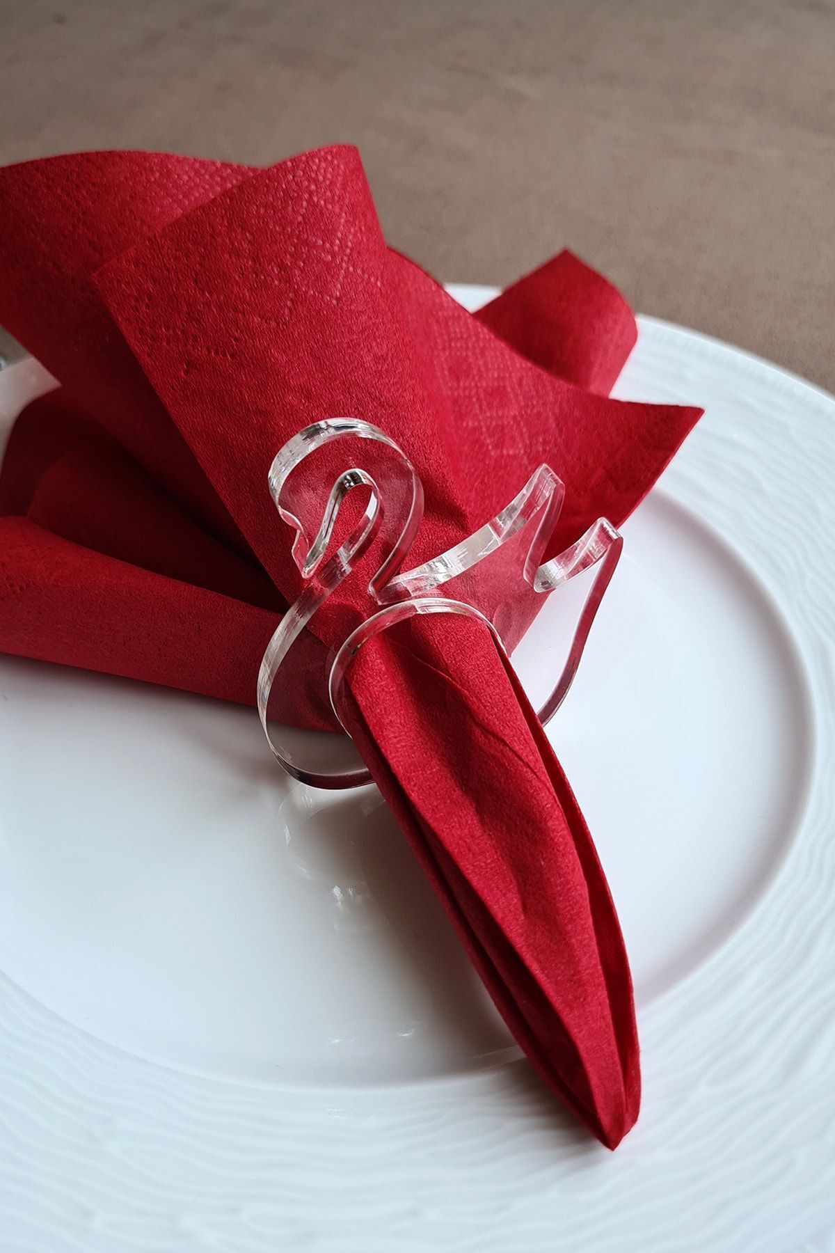 Story-Swan Pattern Set of 6 Transparent Color Acrylic Napkin Rings 2