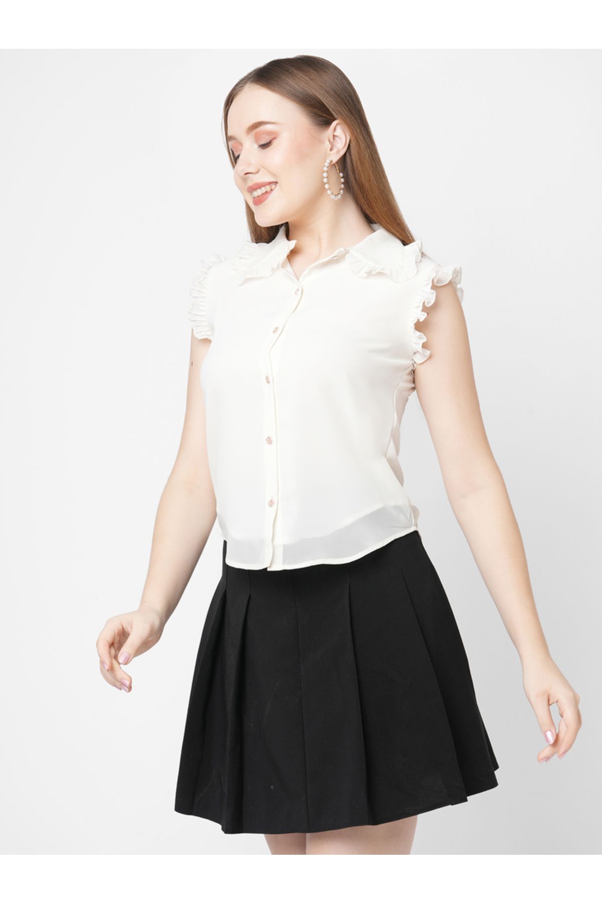 Mish By Styli-قميص جورجيت مكشكش على شكل قميص 5