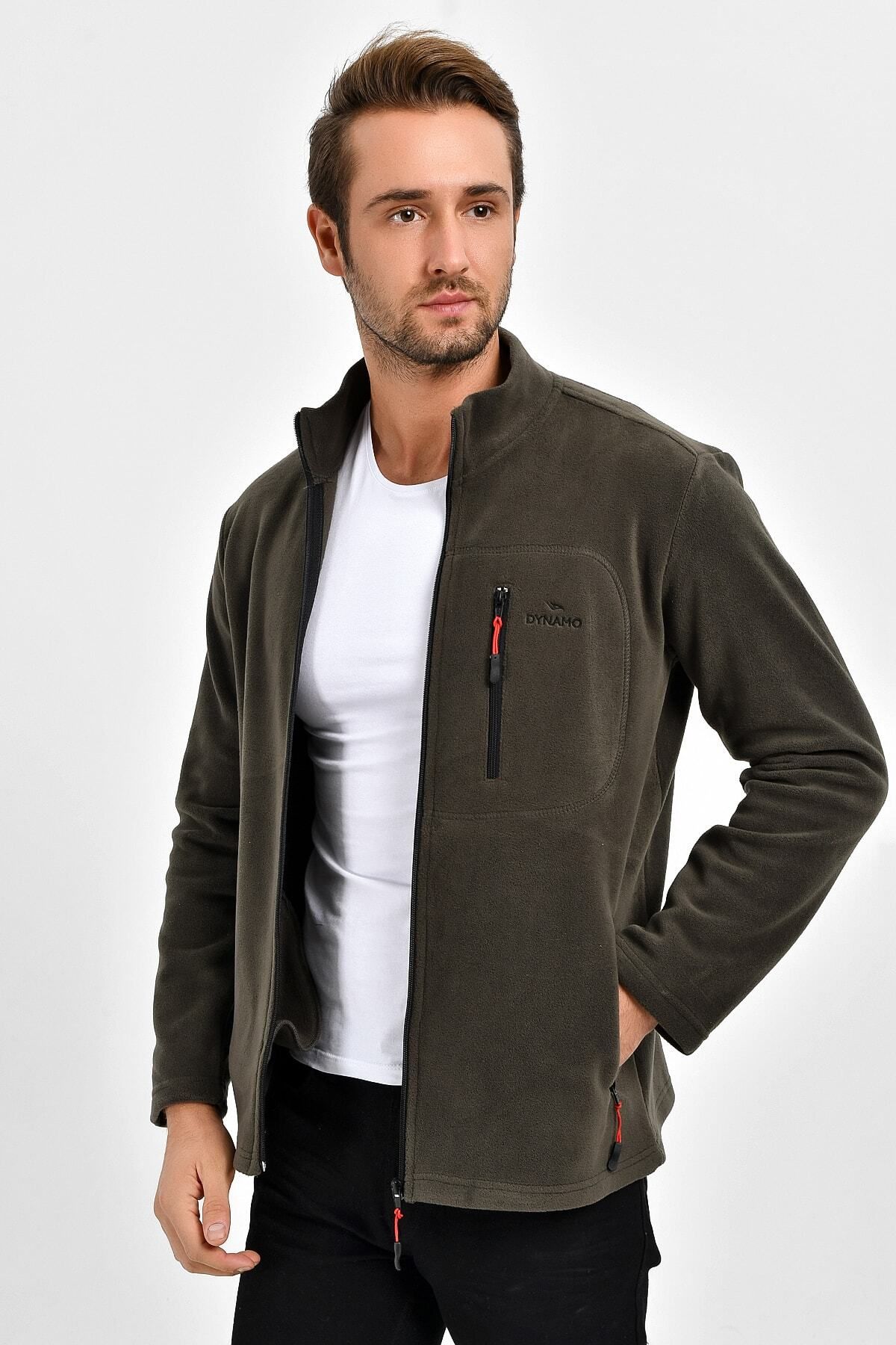 DYNAMO-Ανδρικό φλις μπουφάν Khaki Plus Size 4