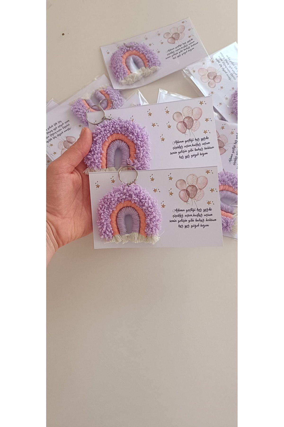Büşra Uynk-20 Pieces with Macrame Rainbow Keychain or Magnet Large Card 2