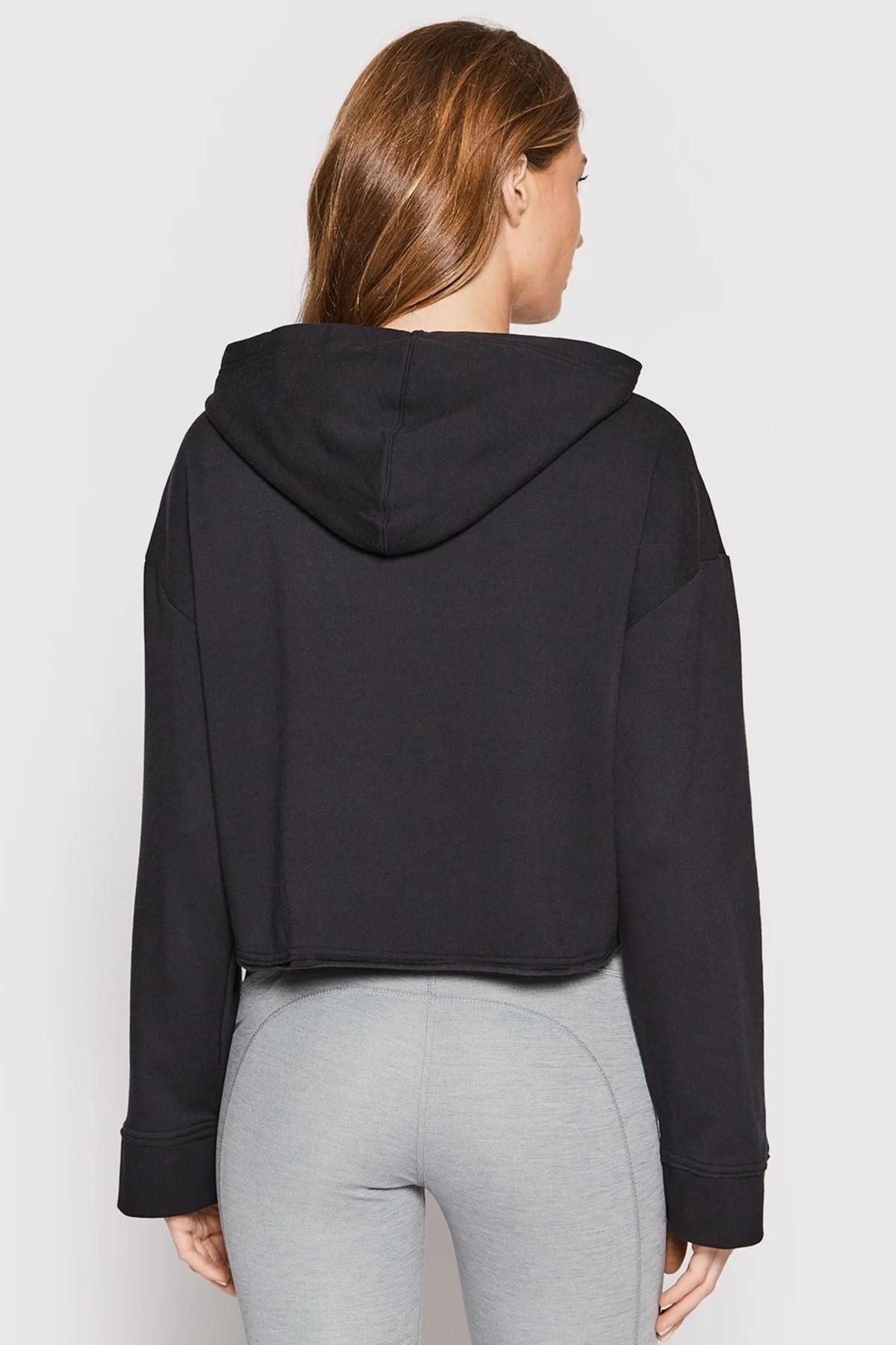 Nike Yoga Luxe Cropped Fleece Training Hoodie Kad n Buyuk Beden Crop Sweatshirt Siyah Kad n Giyim