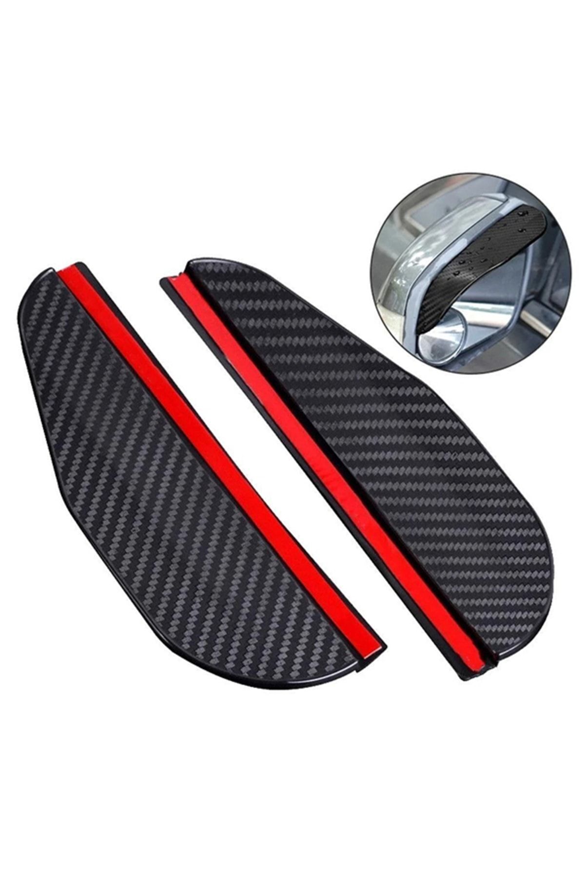 MeyZone 2 Adet Oto Araç Dış Yan Ayna Yağmur Koruyucu Rüzgarlık Karbon