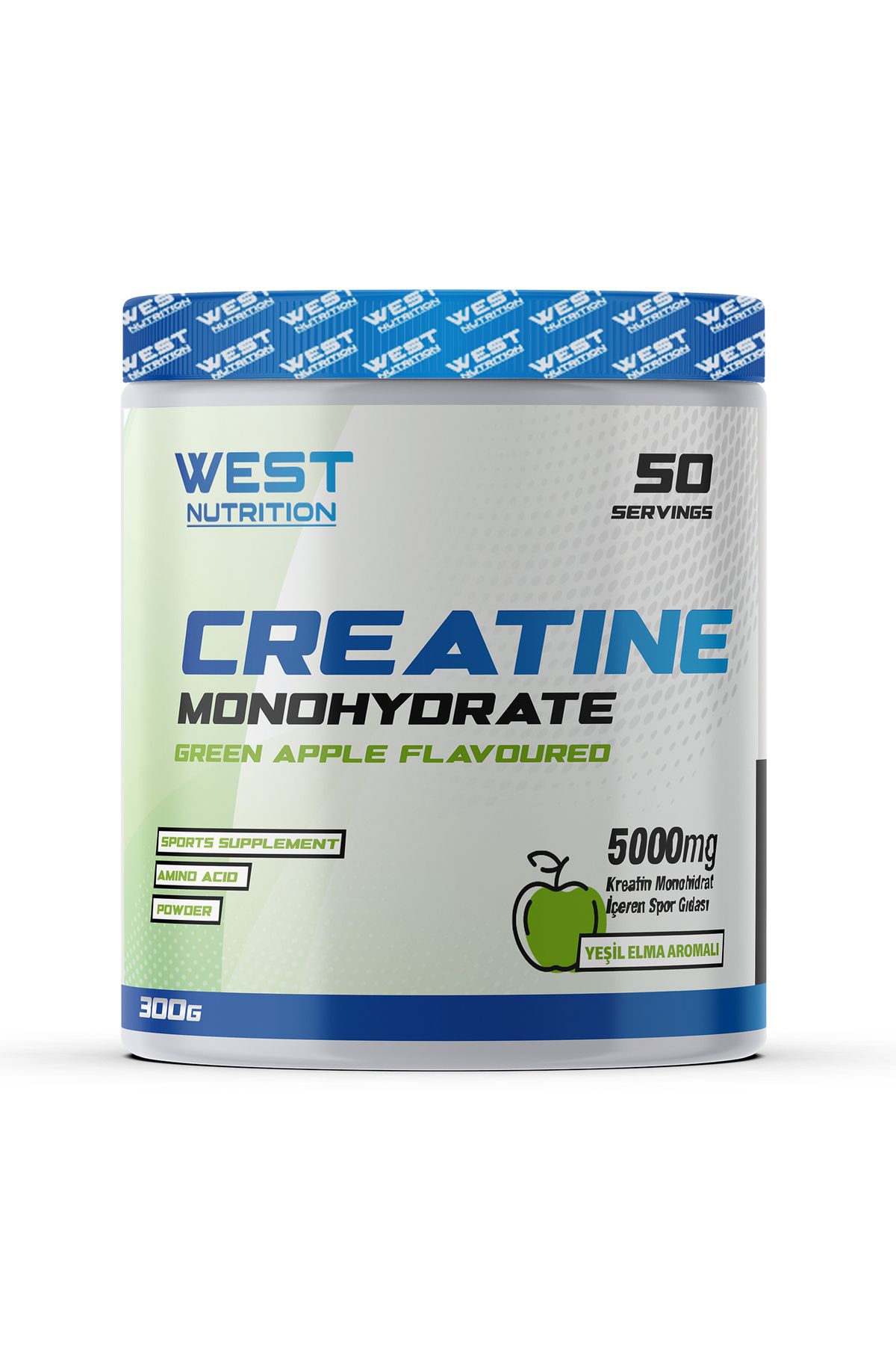 West Nutrition Kreatin Monohidrat 300 gr 50 Servis Yeşil Elma