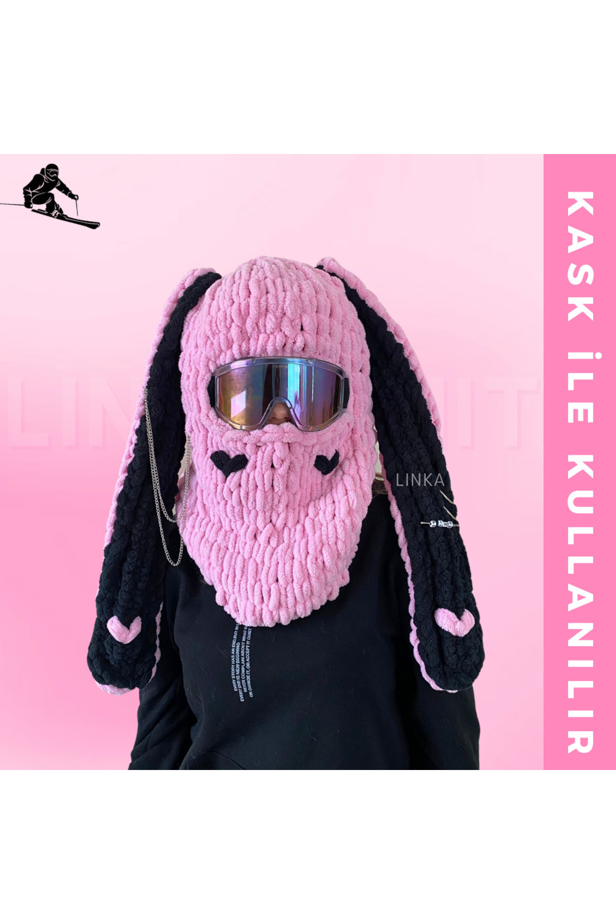 linka Tavşan Kayak Maskesi & Balaclava, Kayak Kaskı Maskesi,kask Kılıfı, Snowboard Maskesi,el Yapımı Maske