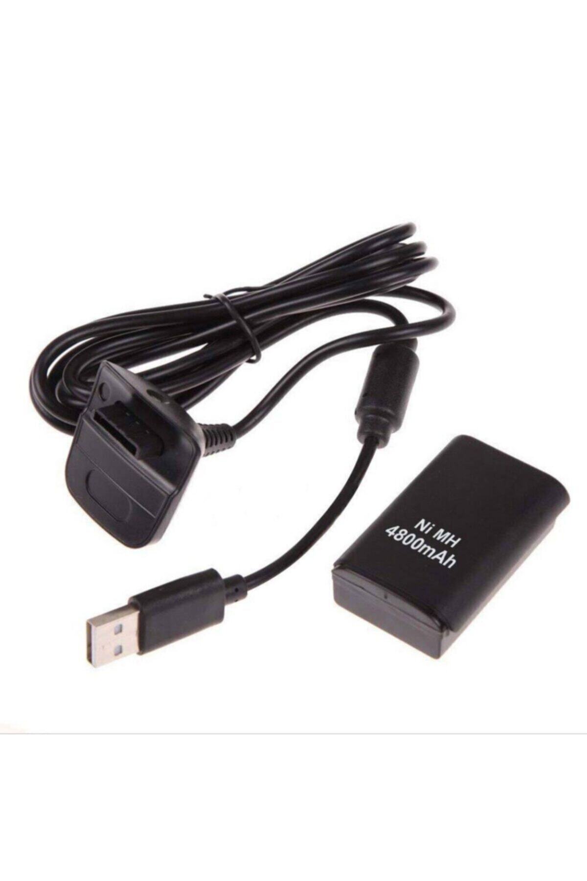 Xbox 360 Joystick Şarj Kiti Usb + Batarya Kablosu Birlikte