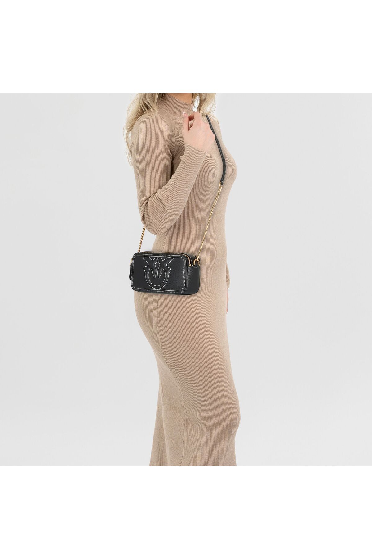 PİNKO-Carrie Camera Mini Bag Umhängetasche Leder 18 cm 6