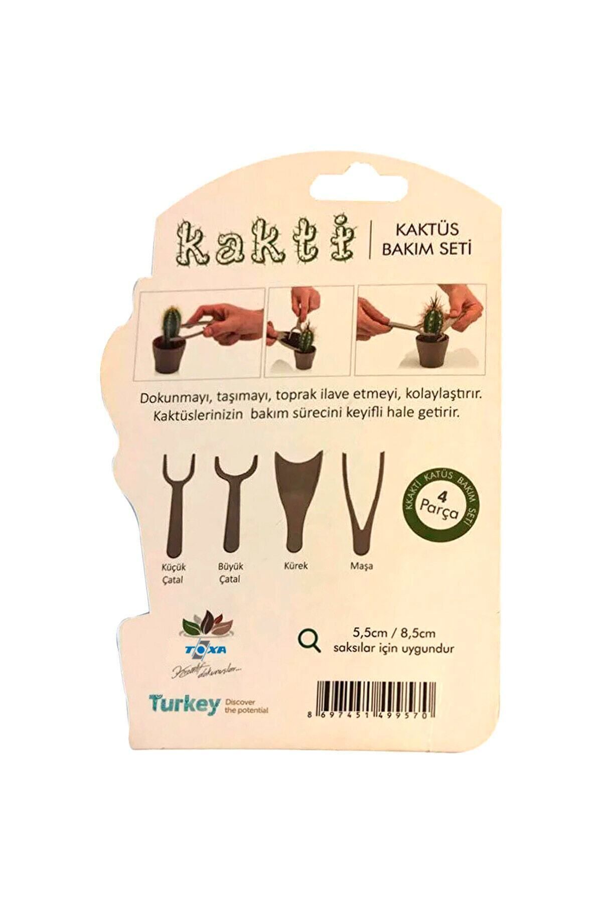 ToXA-Kakti Yellow Plastic Cactus Planting Set - 4 Pieces, Large and Small Fork, Shovel Tongs, Kkb-P 2