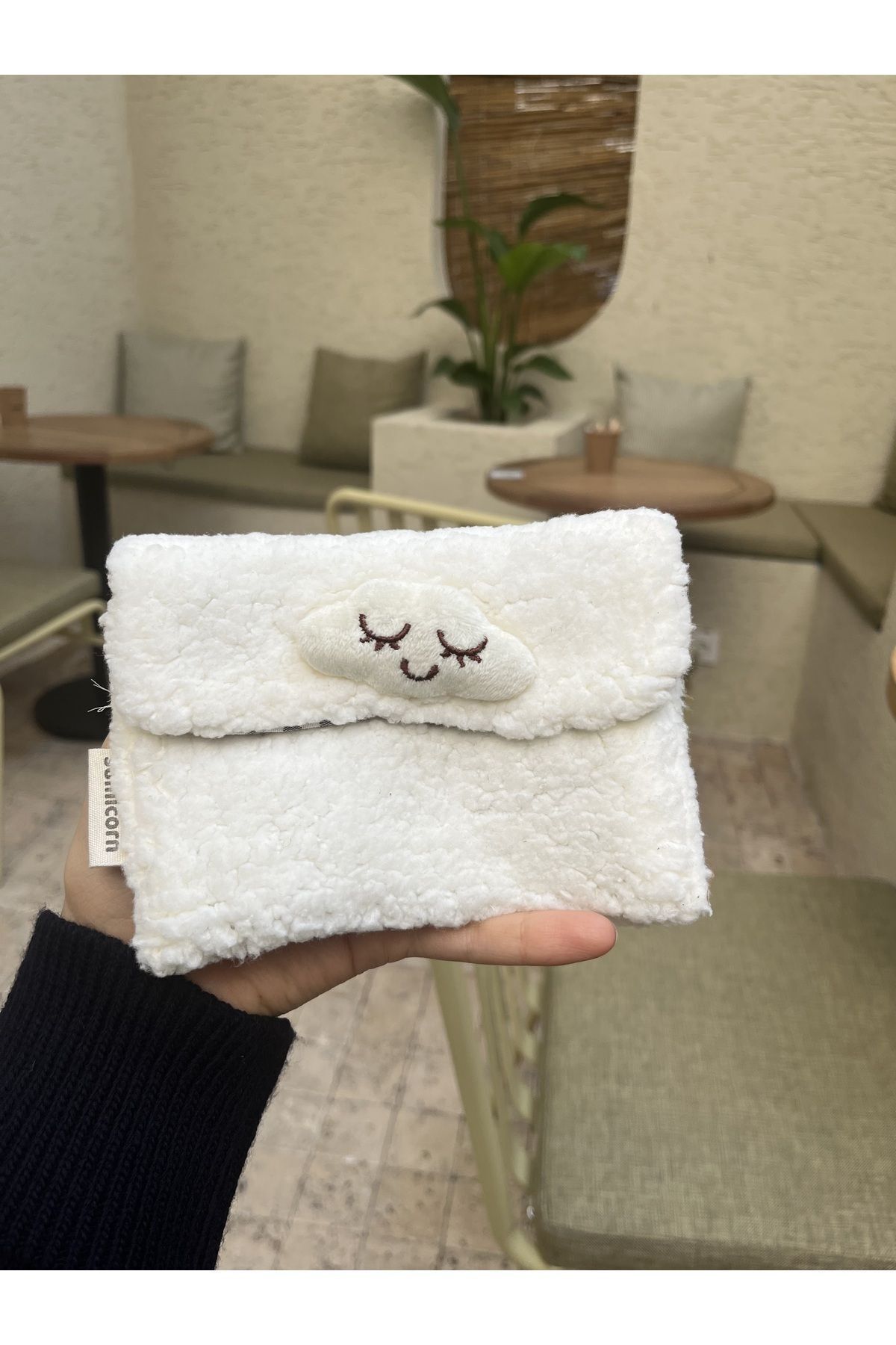 Washable Snap Fastener Detailed Pad Bag with Cloud Plush Pötikare Lining,Wallet, In-Bag Organizer