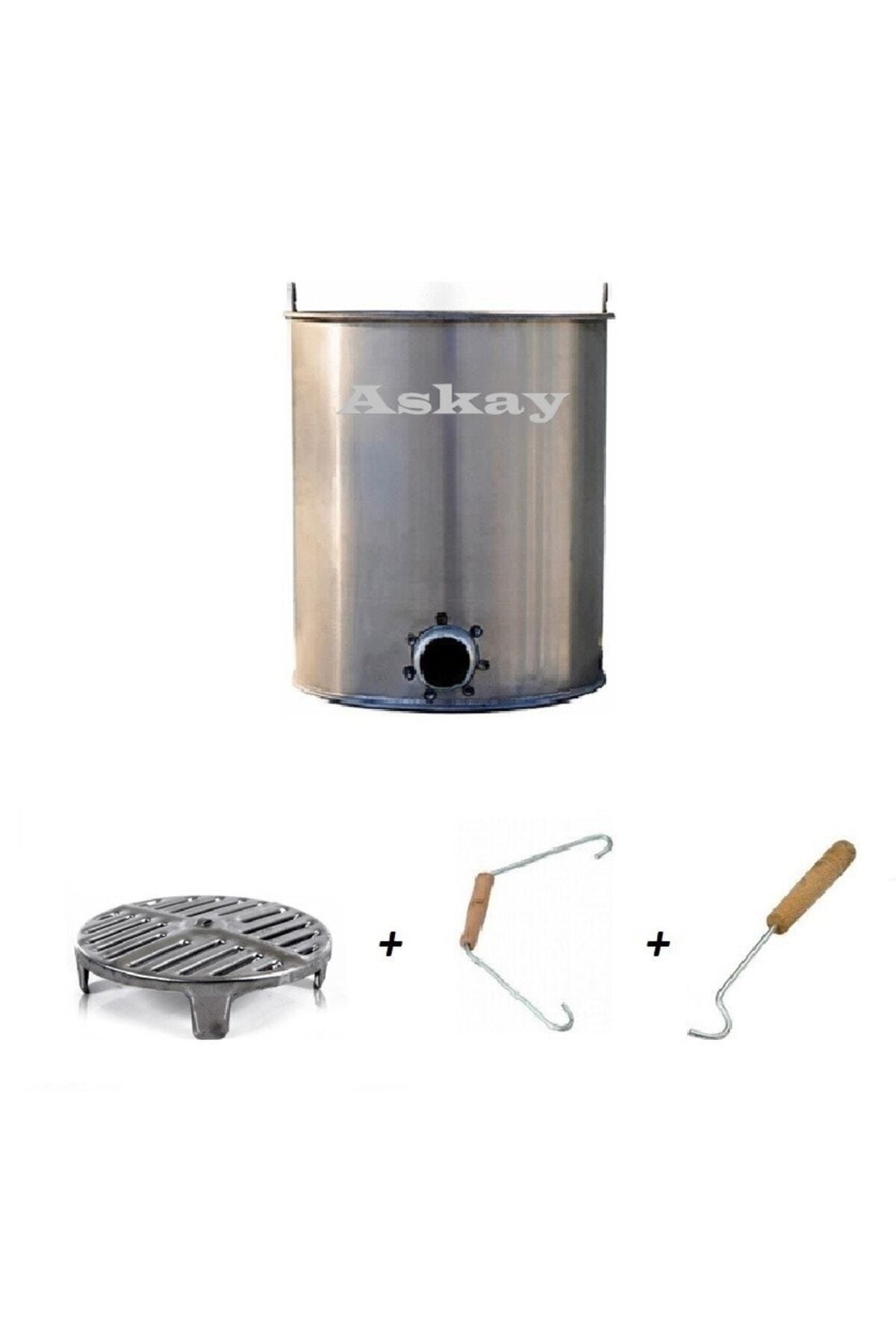 Soba Kovası Tabanı Düz Önden Delikli Ayaklı Izgara Çengel Tutacak (YANDAN DELİKLİ KOVA)