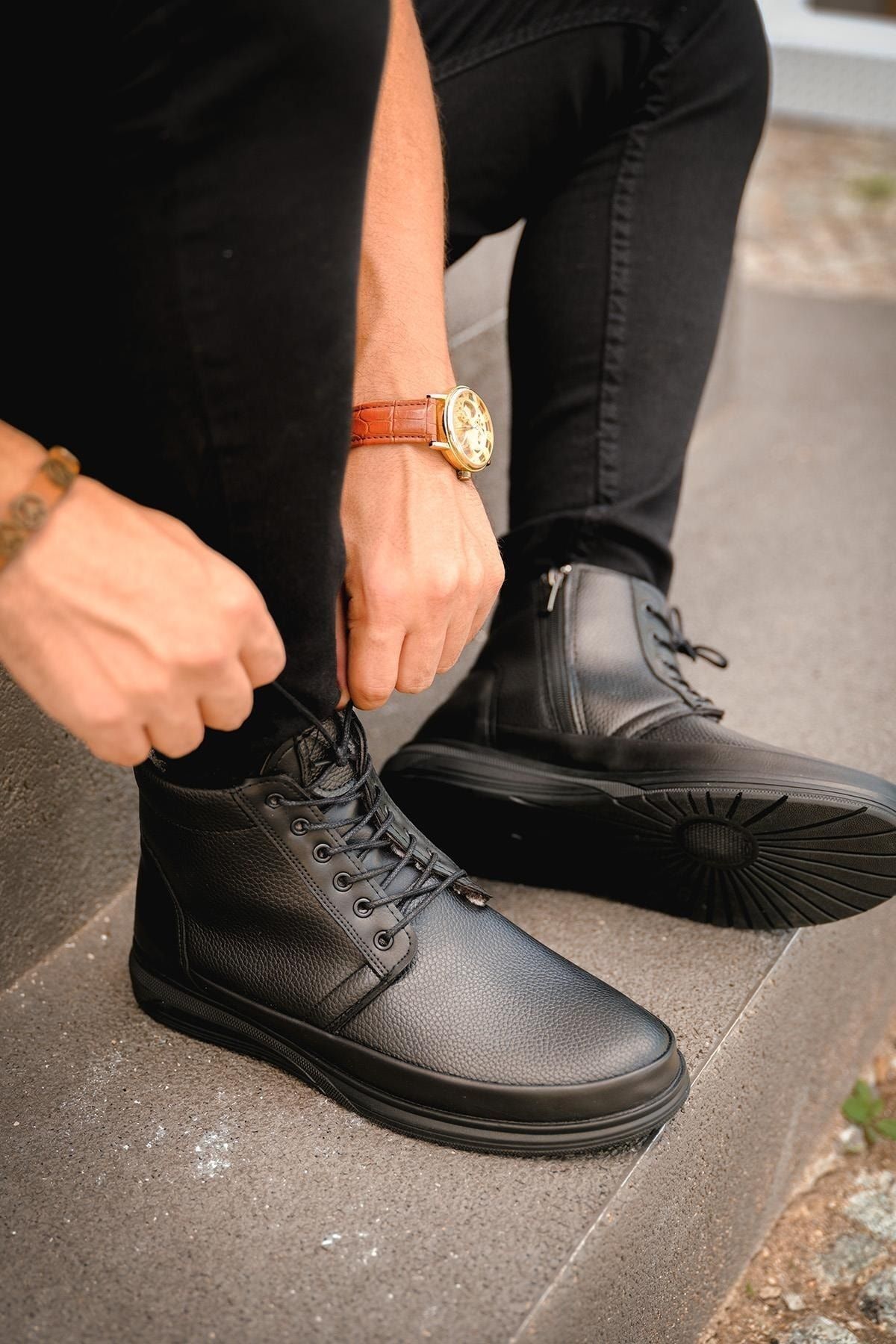 بوت مردانه مشکی Oksit | falconmori اورجینال - تصویر 2