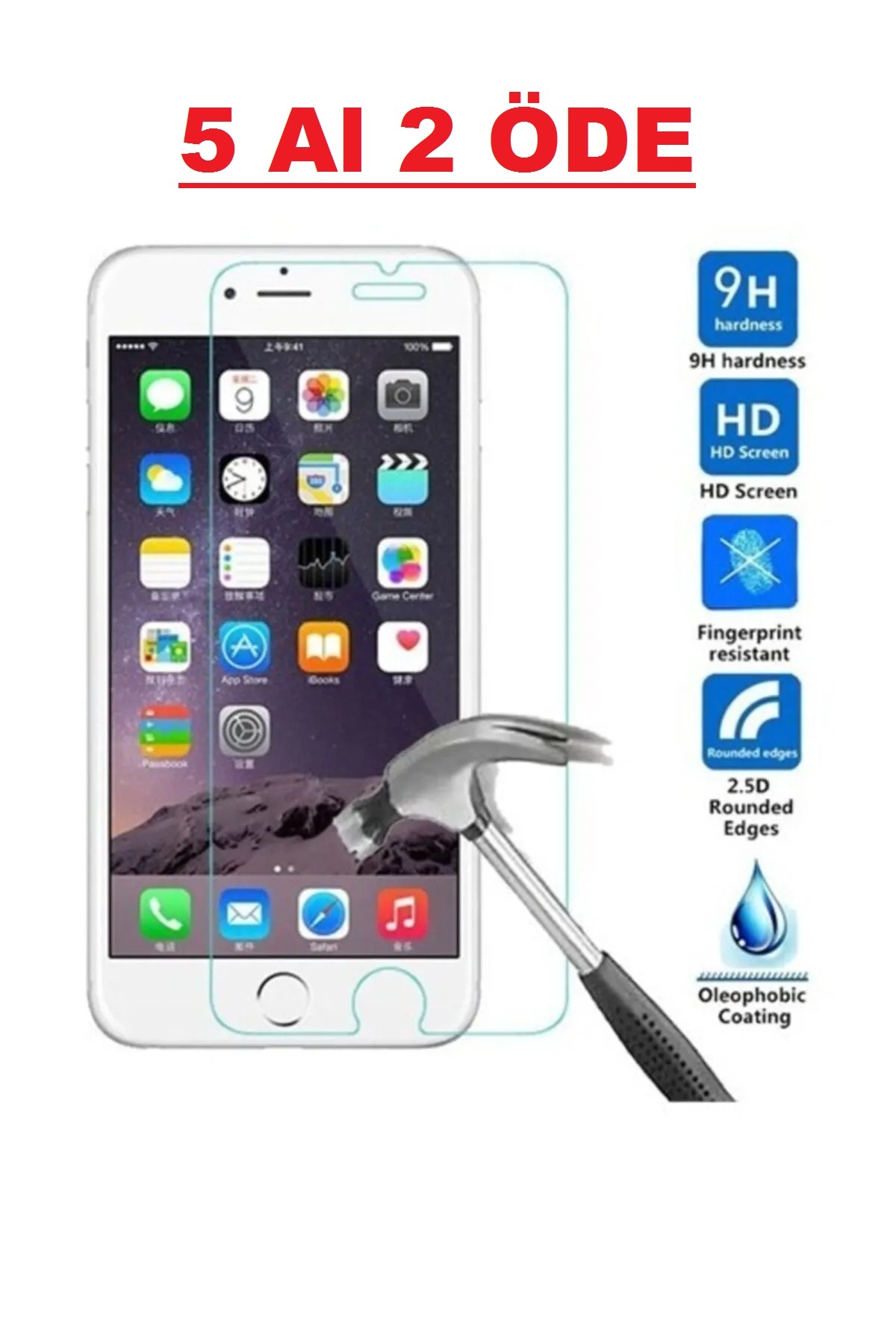 iphone 7/8 PLUS Uyumlu Ekran Koruyucu 9h Temperli Kırılmaz Cam Sert Şeffaf 3