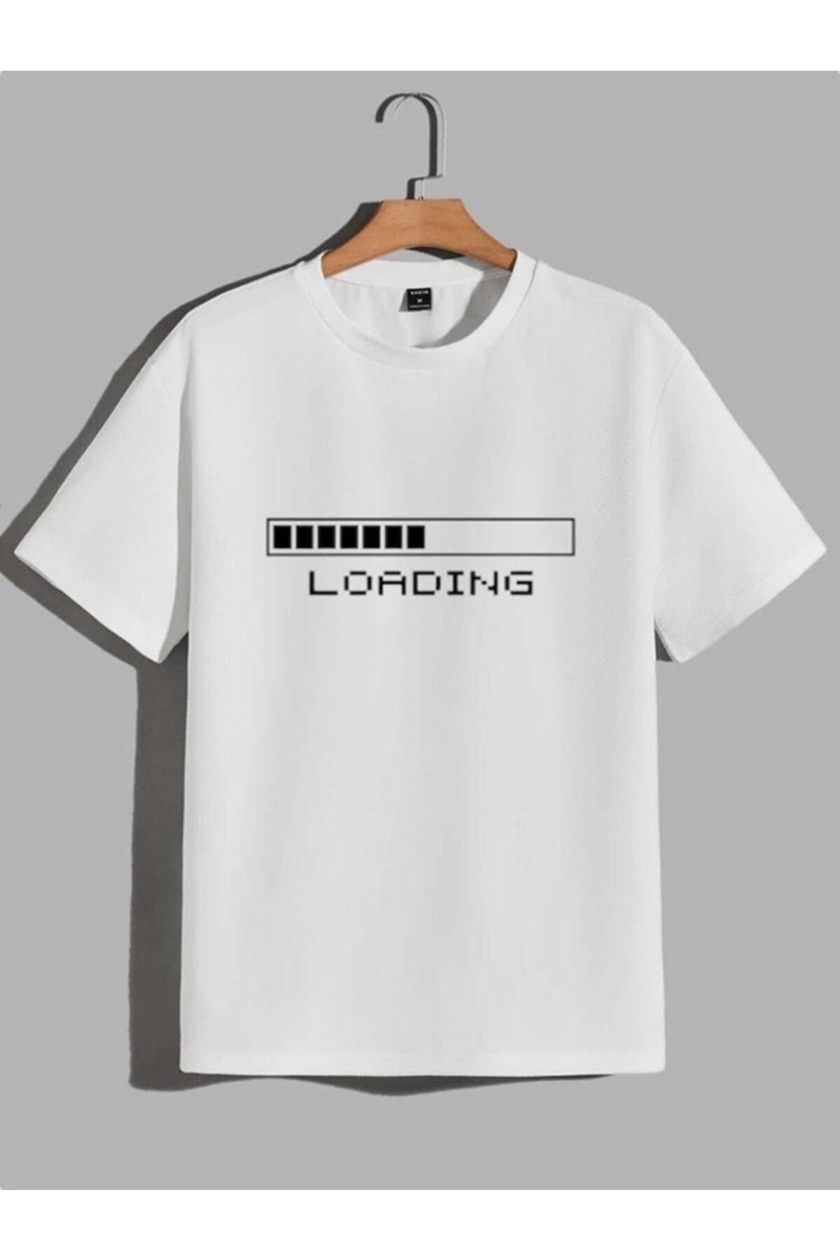 Unisex Minimal Baskılı Siyah/beyaz Oversize T-shirt
