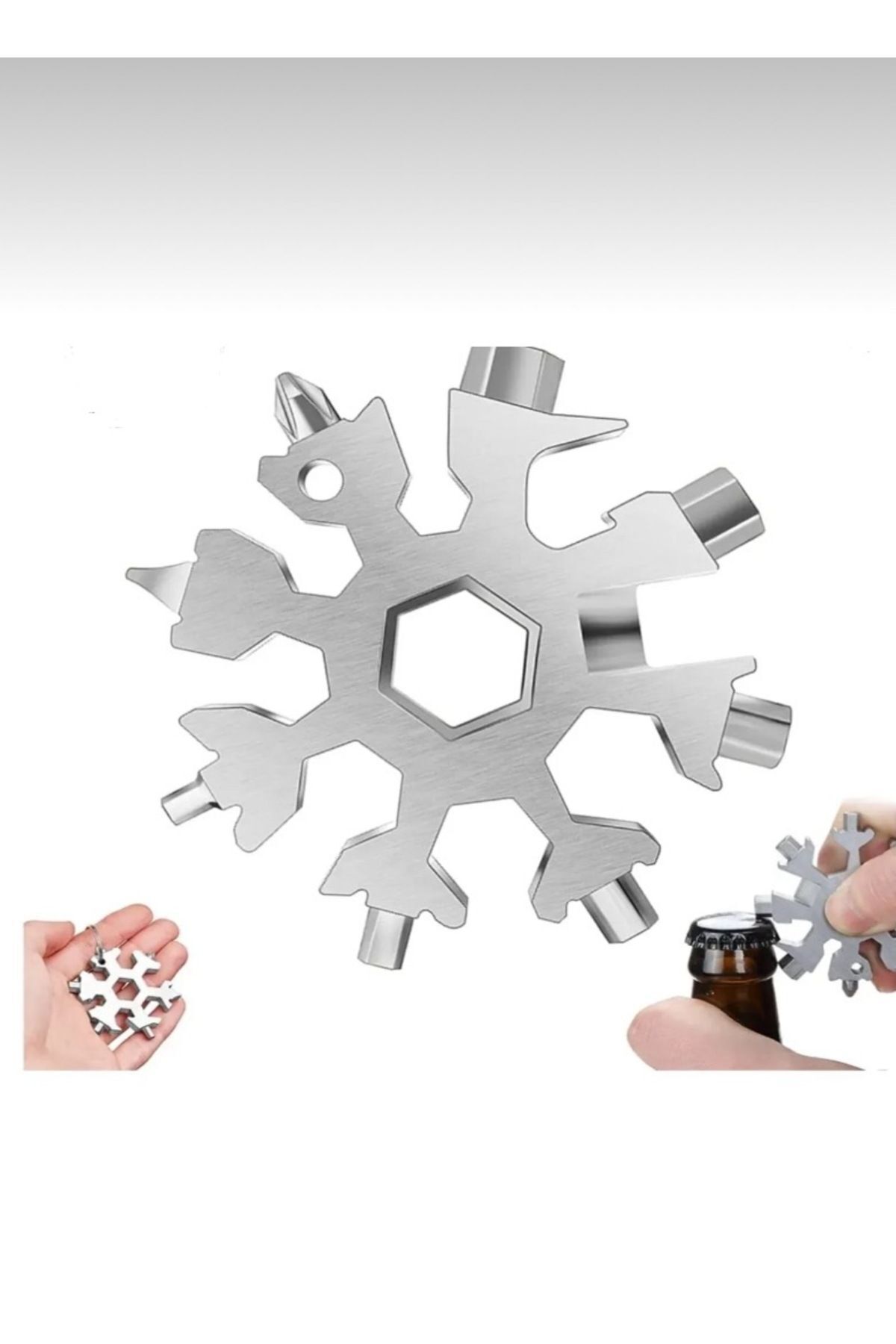 Mi-ÇA HOME Kar Tanesi Çelik Taşınabilir Çok Amaçlı Tornavida Takımı/ Konserve Şişe Açıcı Anahtarlık 18 in 1