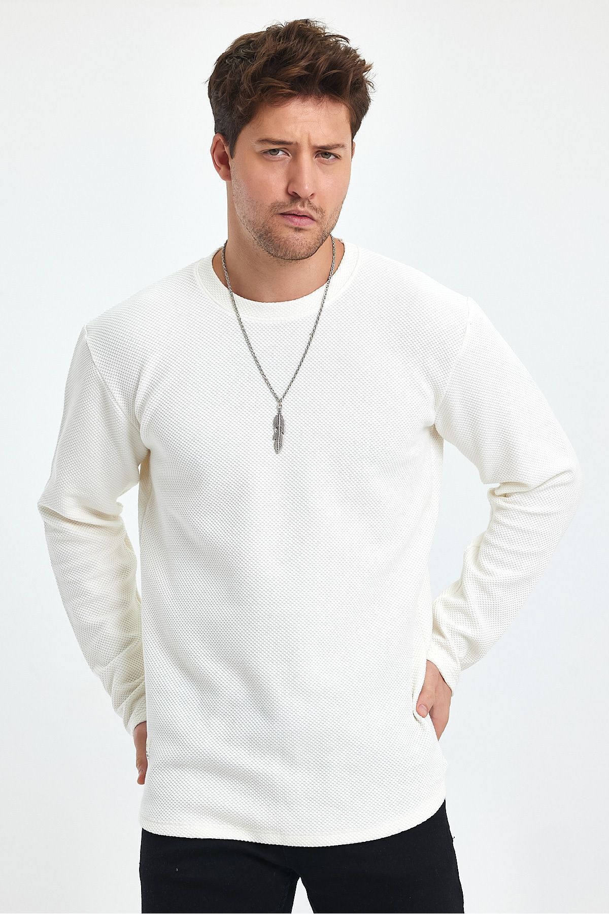 PELİTİSS  Uzun Kollu Sweat Rahat Kesim Oval Etek Detaylı - Görsel 5