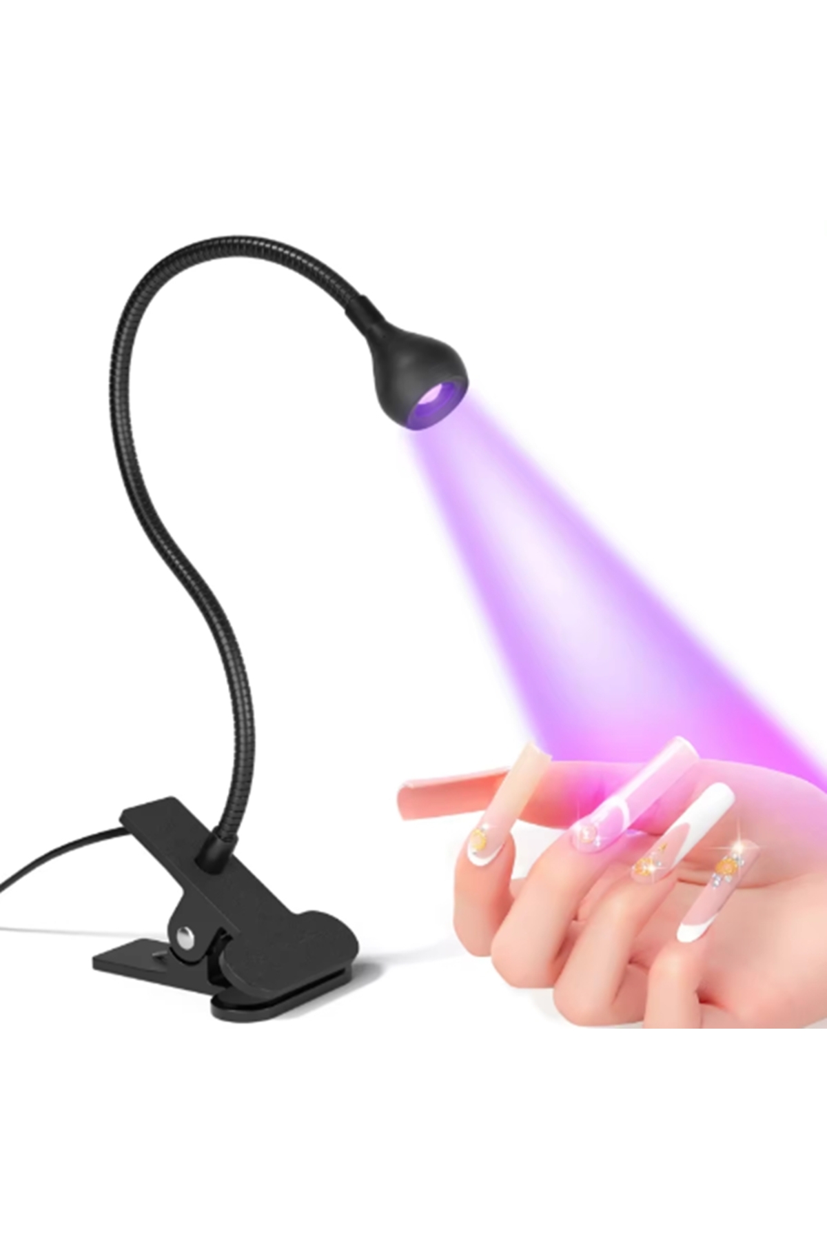 gaman Siyah 3W UV LED Tırnak Kurutucu Ultraviyole Esnek Klipsli