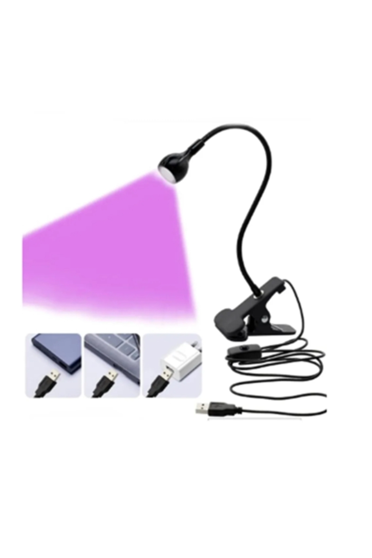 Siyah 3W UV LED Tırnak Kurutucu Ultraviyole Esnek Klipsli Masa USB Jel Kurutma Klipsli Masa Lambası — Uv-LAmp _EY_ syh — تصویر 5 از 6