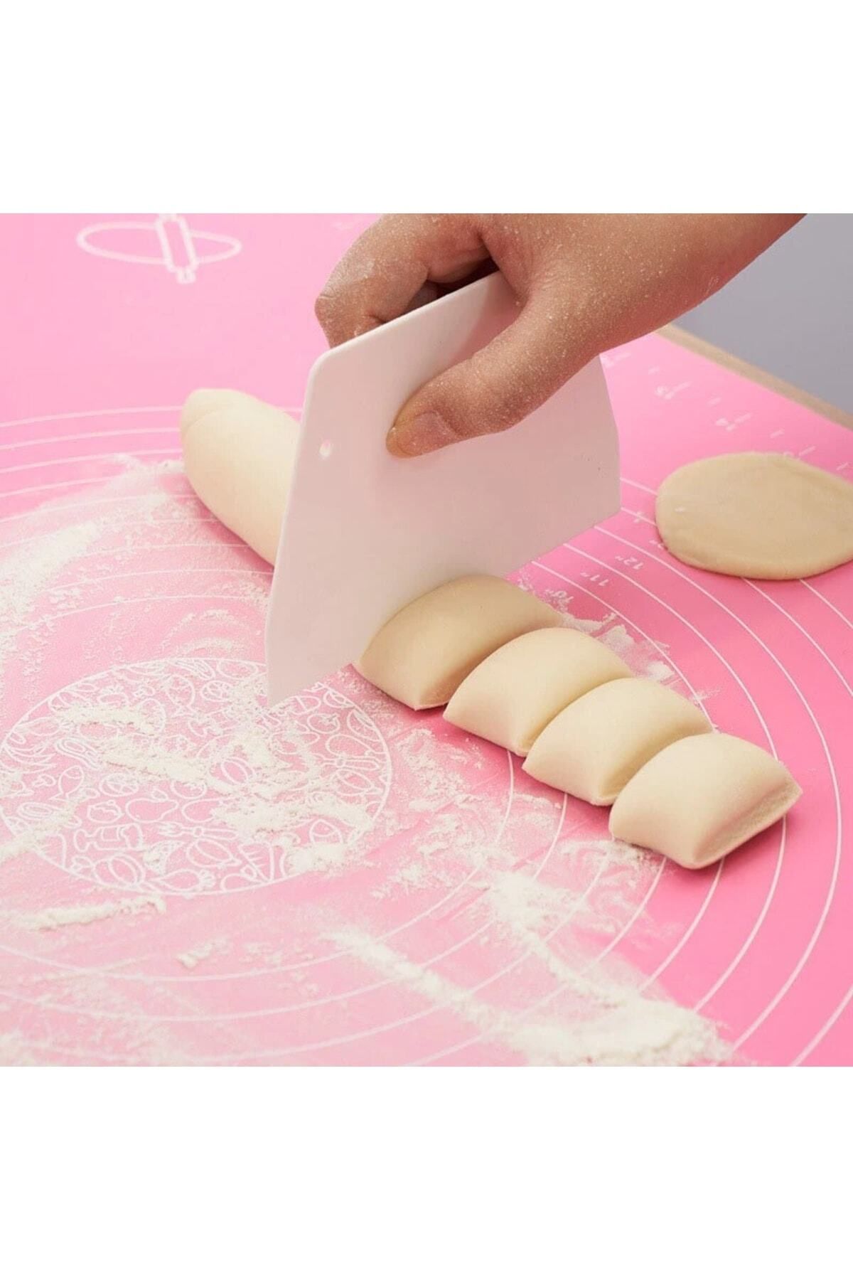 Pembe Hamur Matı Silikon Hamur Açma Matı Ölçekli Hamur Açma Altlığı 35x43cm Bpa Içermez