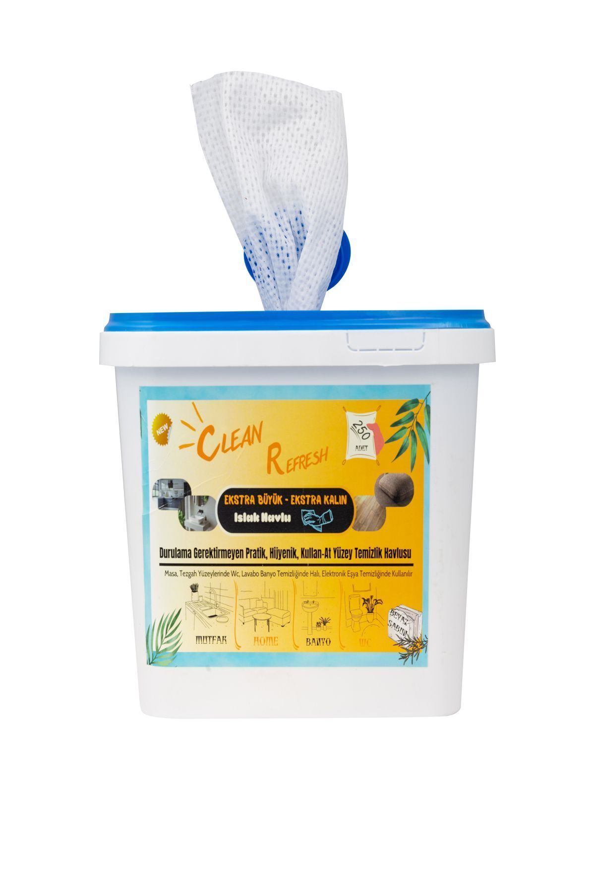 CLEAN REFRESH 250 Adet Beyaz Sabunlu Ekstra Kalın Bez Islak Pratik Yüzey Temizleme Havlusu fotoğrafı 4 (önizleme)