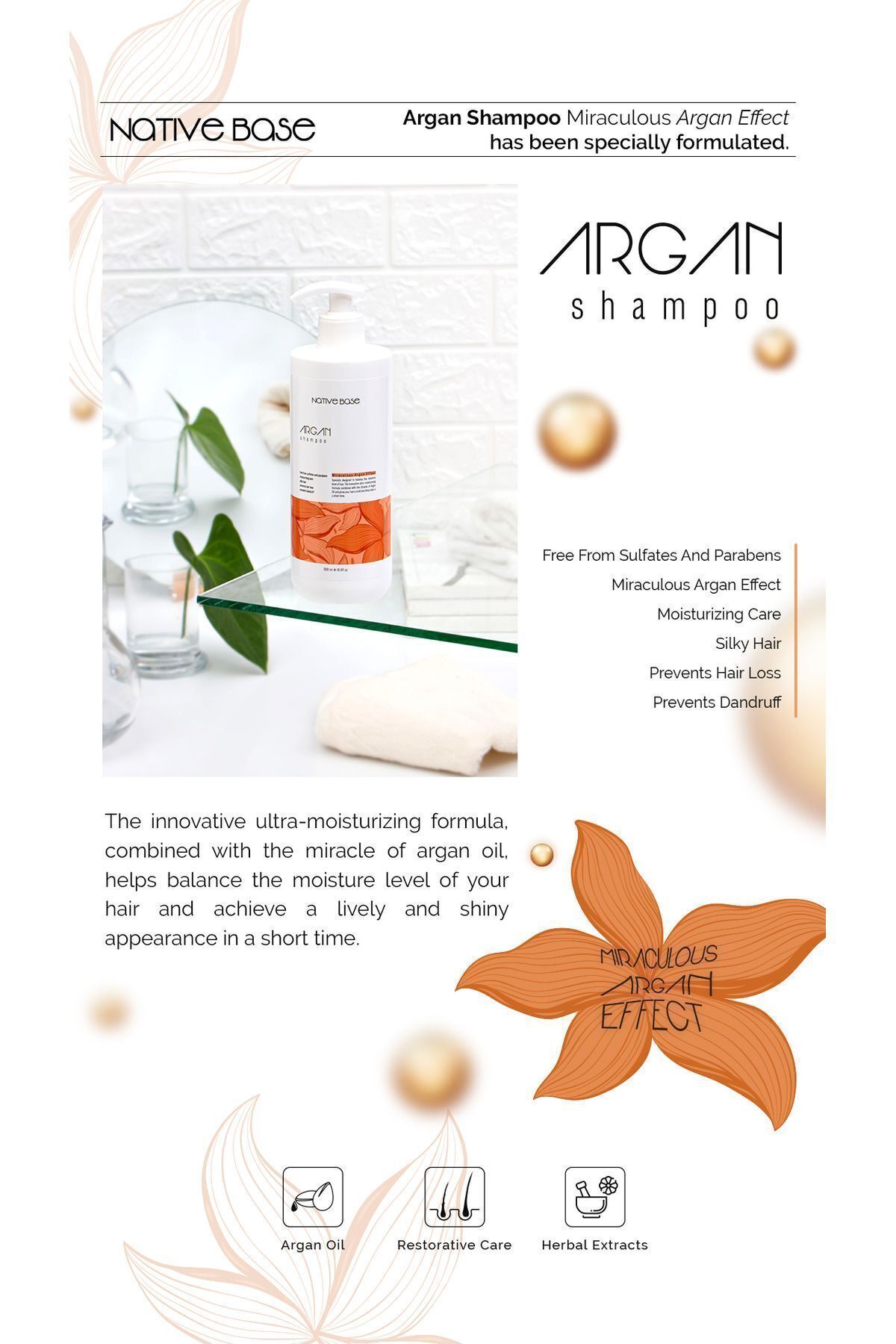 Native Base-500 Ml Argan Shampoo 2