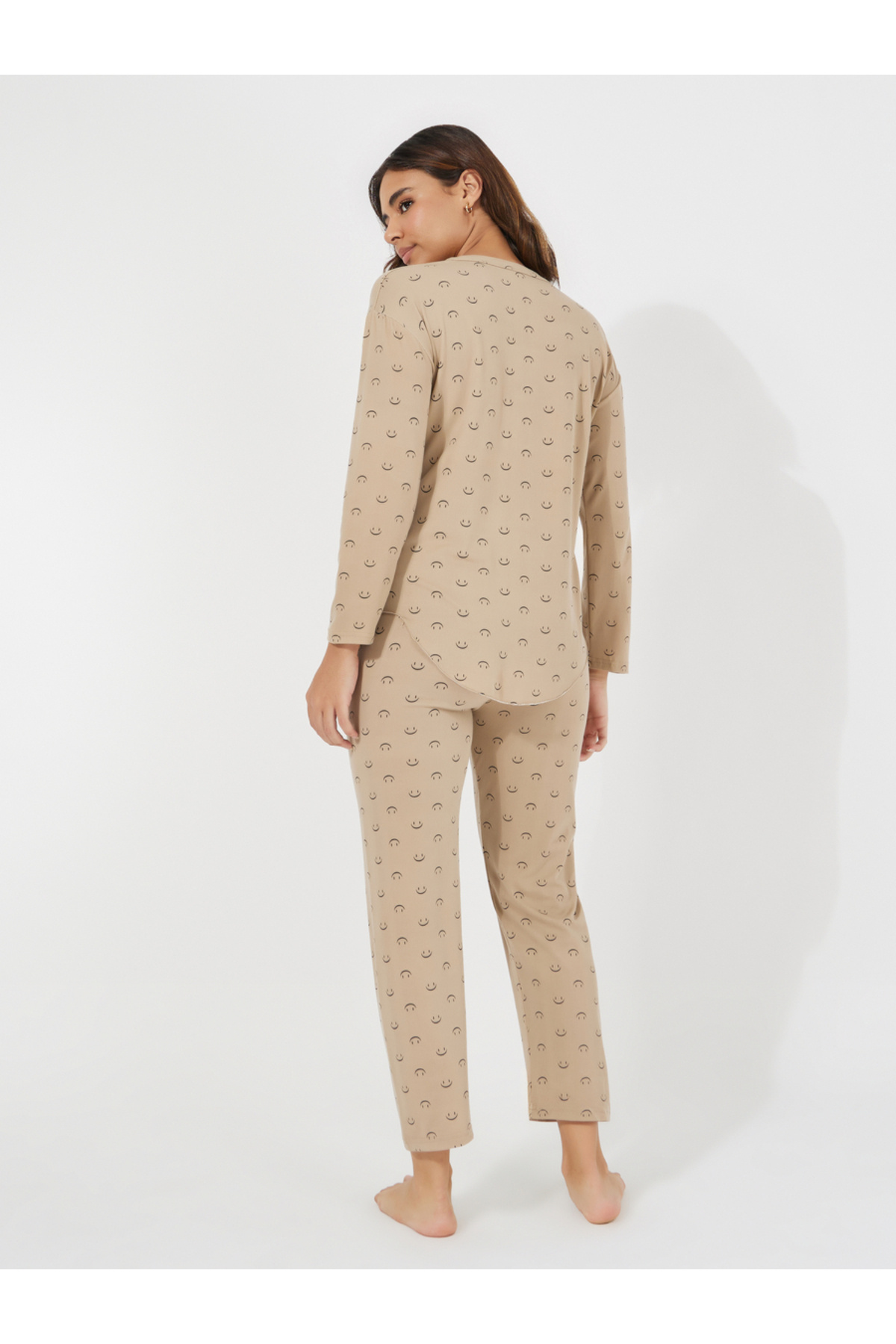 Take Two By Styli-Smile Print Curved Hem Top & Pyjama Set 4