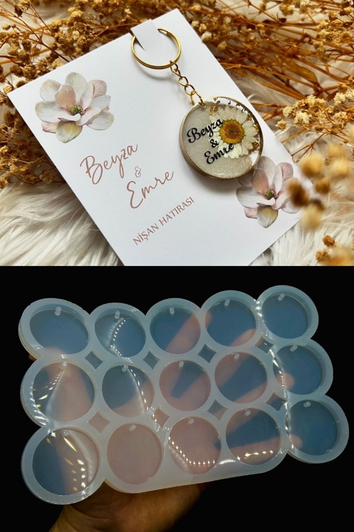 Aj Resincraft Epoksi Silikon Kalıp / 15li Yuvarlak Anahtarlık Kalıbı