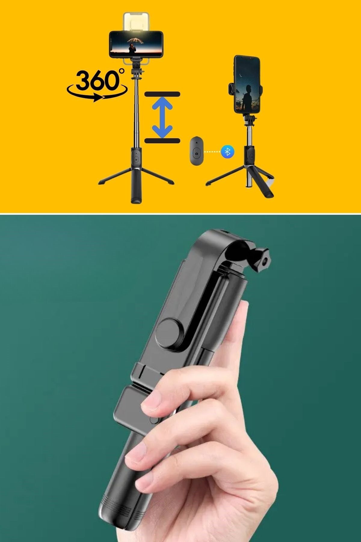 Buffer-Tripod Phone Holder with Light and Wireless Remote Control - Selfie Stick 6