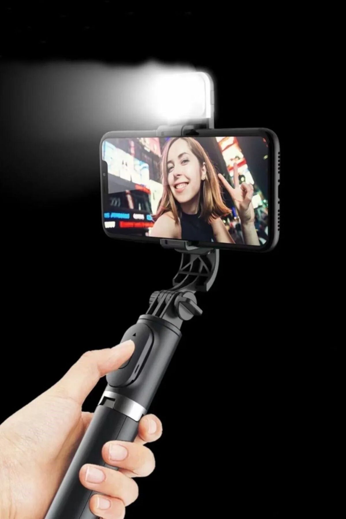 Buffer-Tripod Phone Holder with Light and Wireless Remote Control - Selfie Stick 2