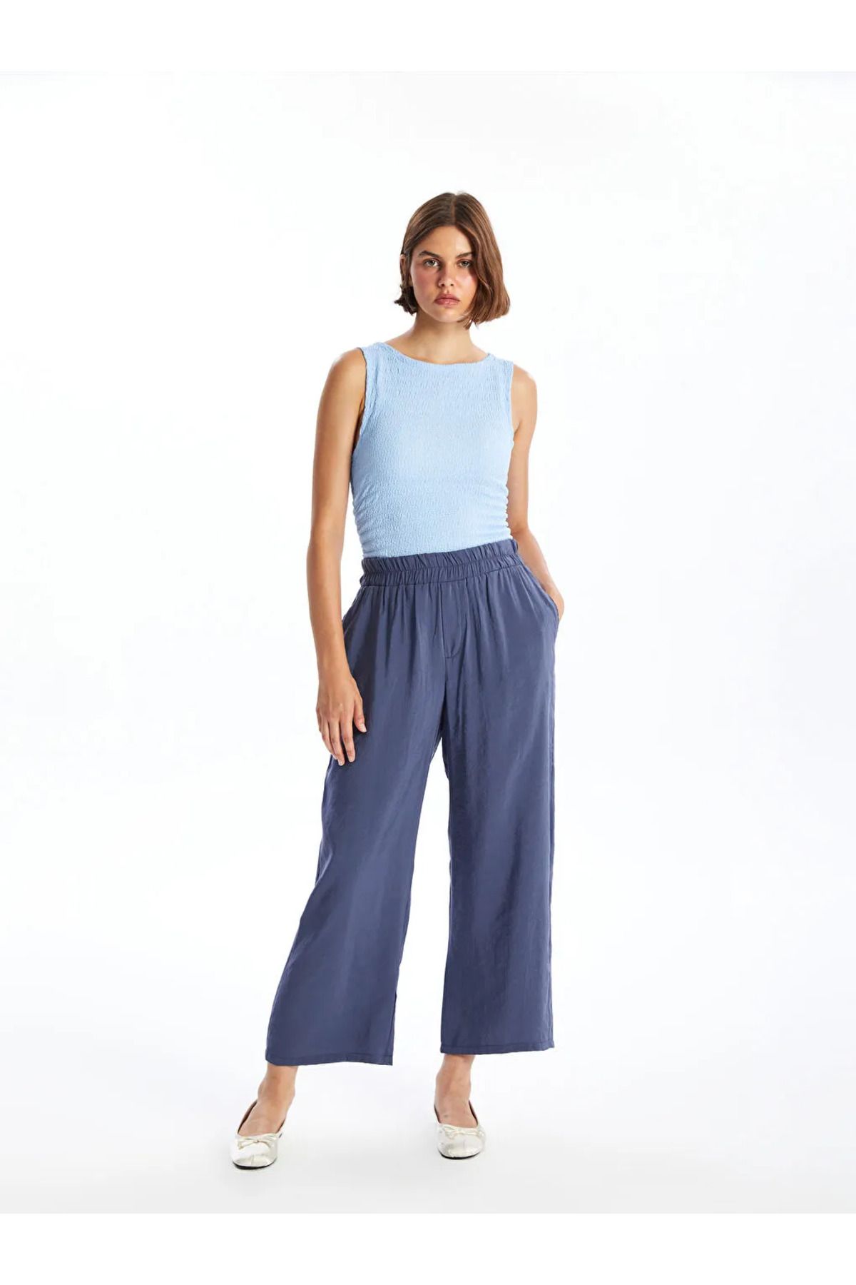 LC Waikiki-LCW Grace Indigo – Bequeme, geformte Damenhose mit elastischem Bund 2