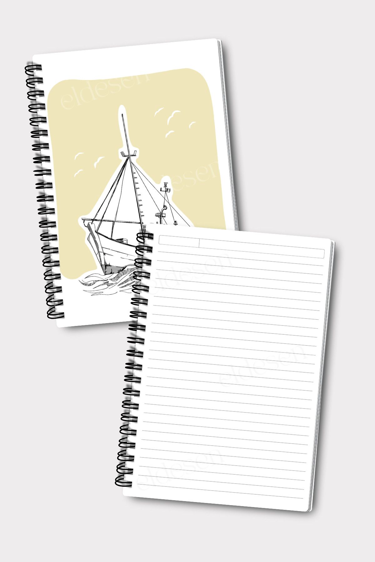 Eldesen Tasarım-A5 Size Set of 4 - Spiraled Lined School Notebook, 50 Sheets and 100 Sheets 4