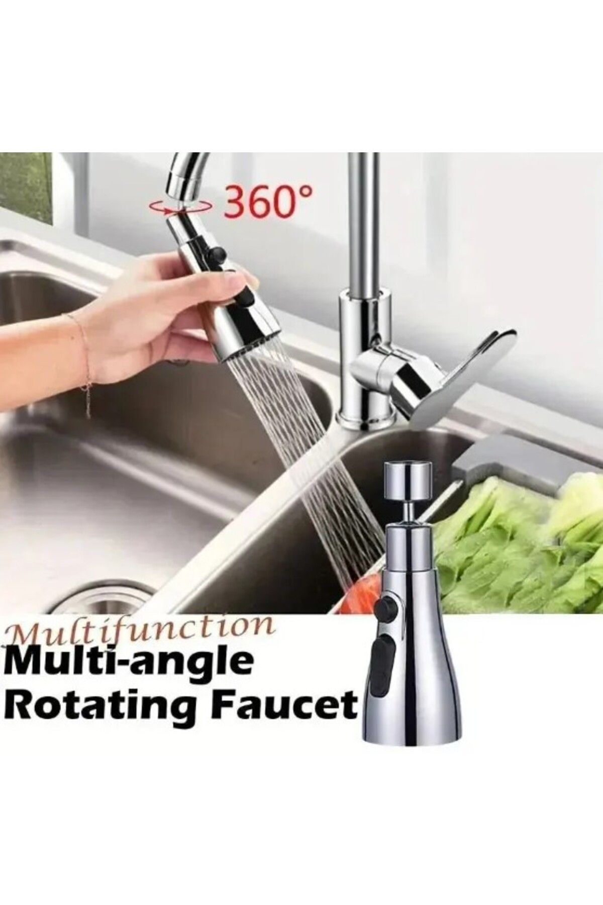 CMT-Metallic Faucet Head - 3 Functions 3