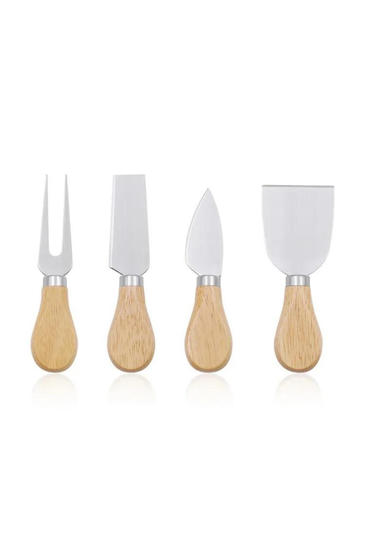 قاشق چنگال و چاقو سفید مجموعه چاقوی پنیر فولادی 4 تکه لوکس بامبو Kitchen Design Lab