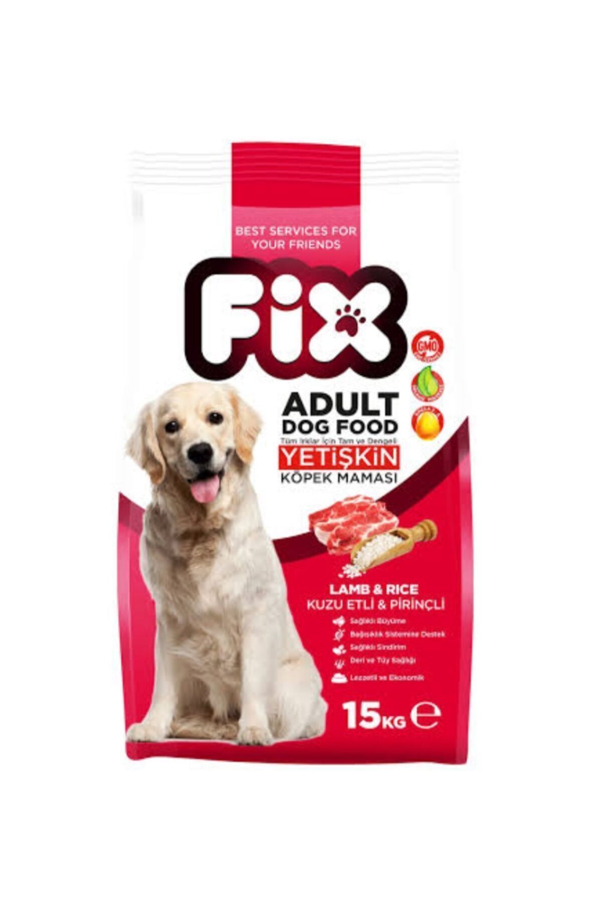 FİX YETİŞKİN KÖPEK MAMASI KUZU ETLİ VE PİRİNÇLİ 15 KG