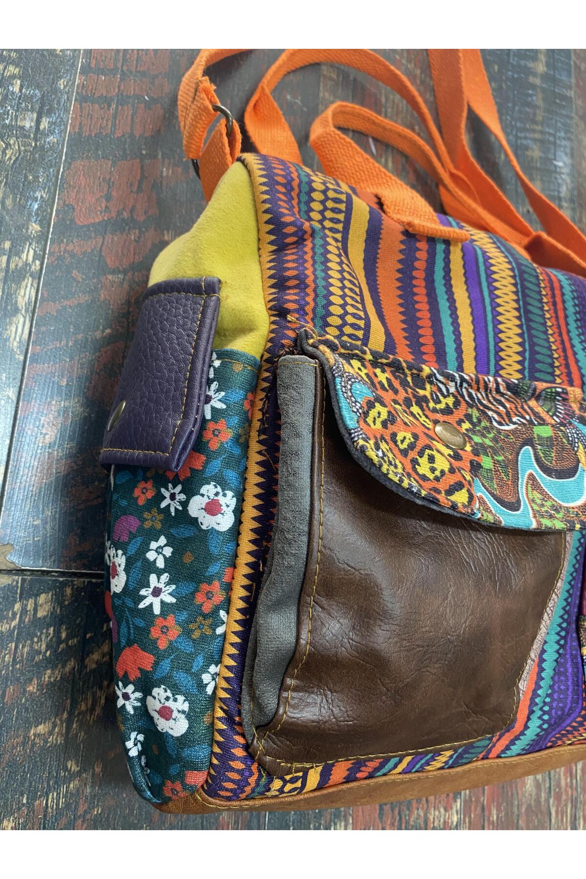 Street Bag Patchwork Etnik Otantik Bohem Omuz Çantası El Çantası Günlük Kullanım Seyehat Kullanım Postacı Çanta görsel 2
