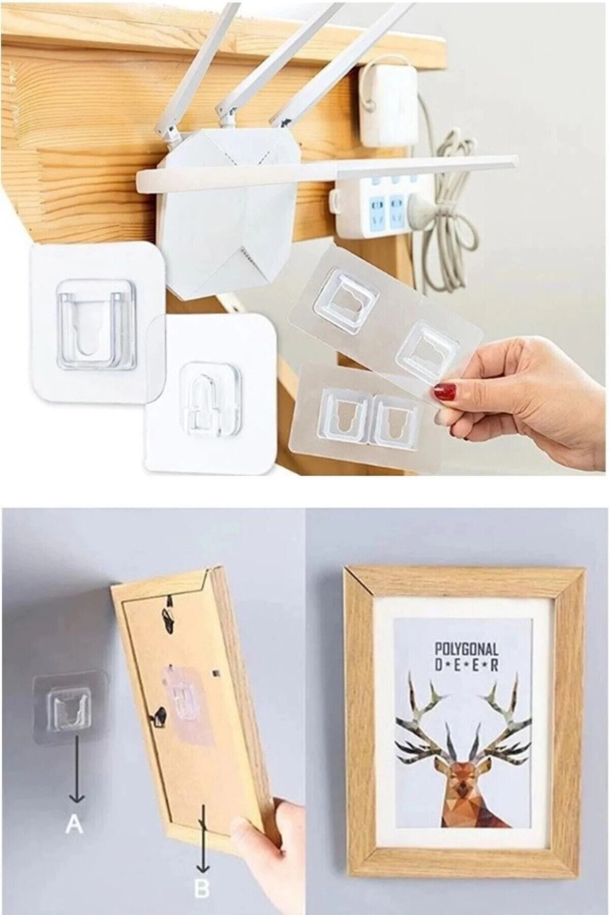 GAT Shop-Fixing Clip for Hanging Frame Table Socket Small Items, Without Pulling Nails, Without Dirtying the Wall, 10 Pieces 1