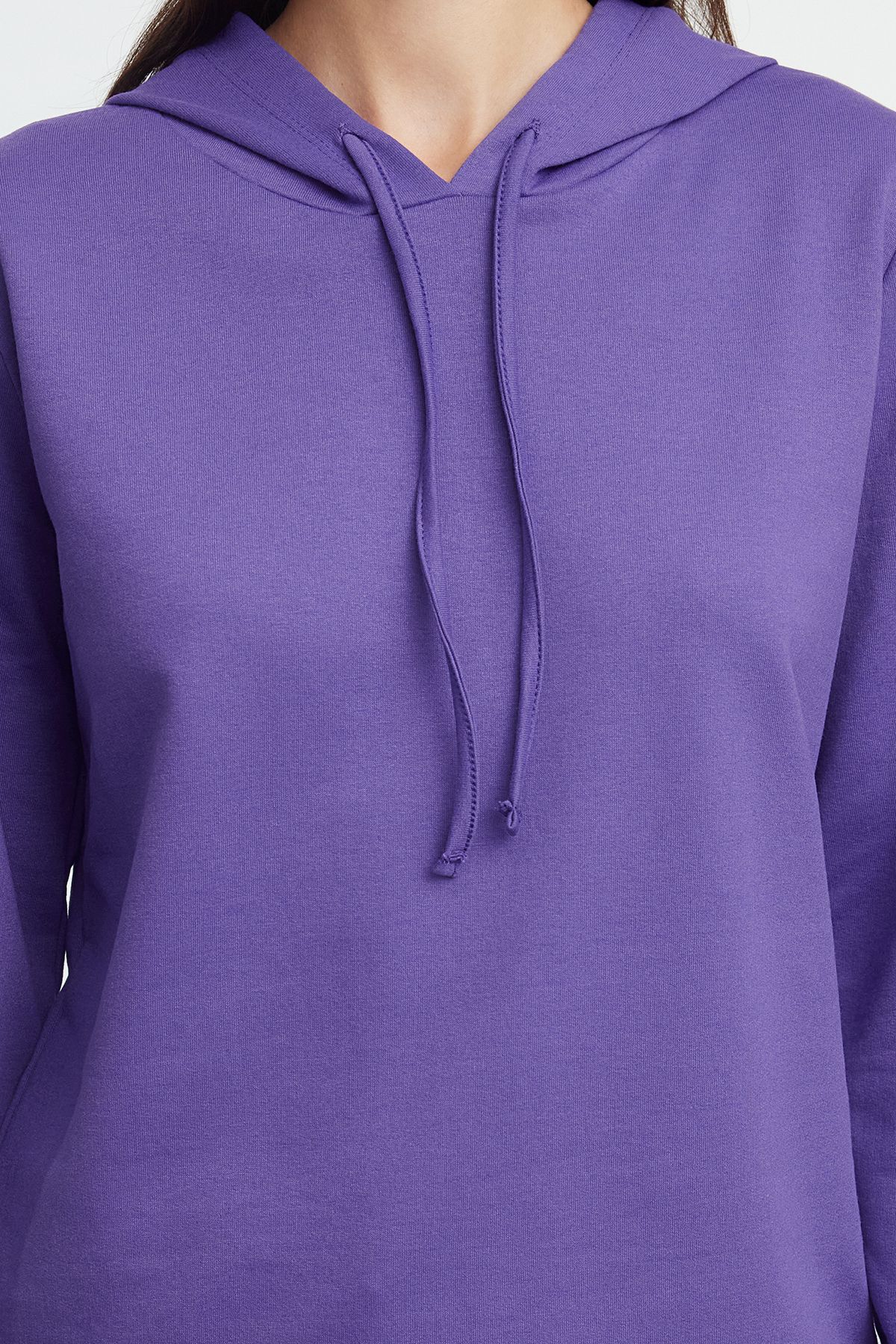 Trendyol Collection-Hanorac tricotat subțire violet cu glugă - TWOAW20SW0059 3