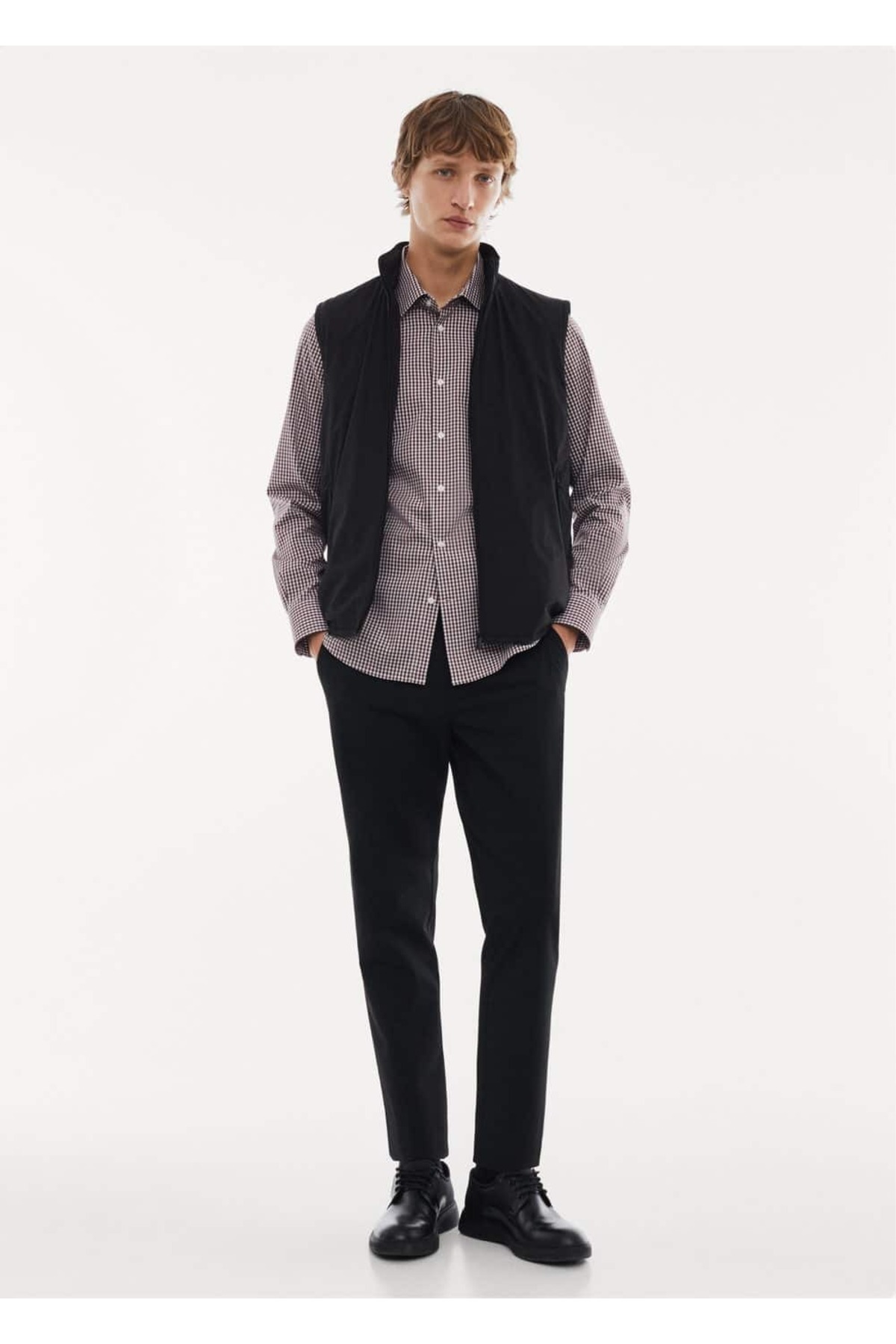 پیراهن مردانه بورگوندی منگوMANGO Man | 67030633 اورجینال - تصویر 2