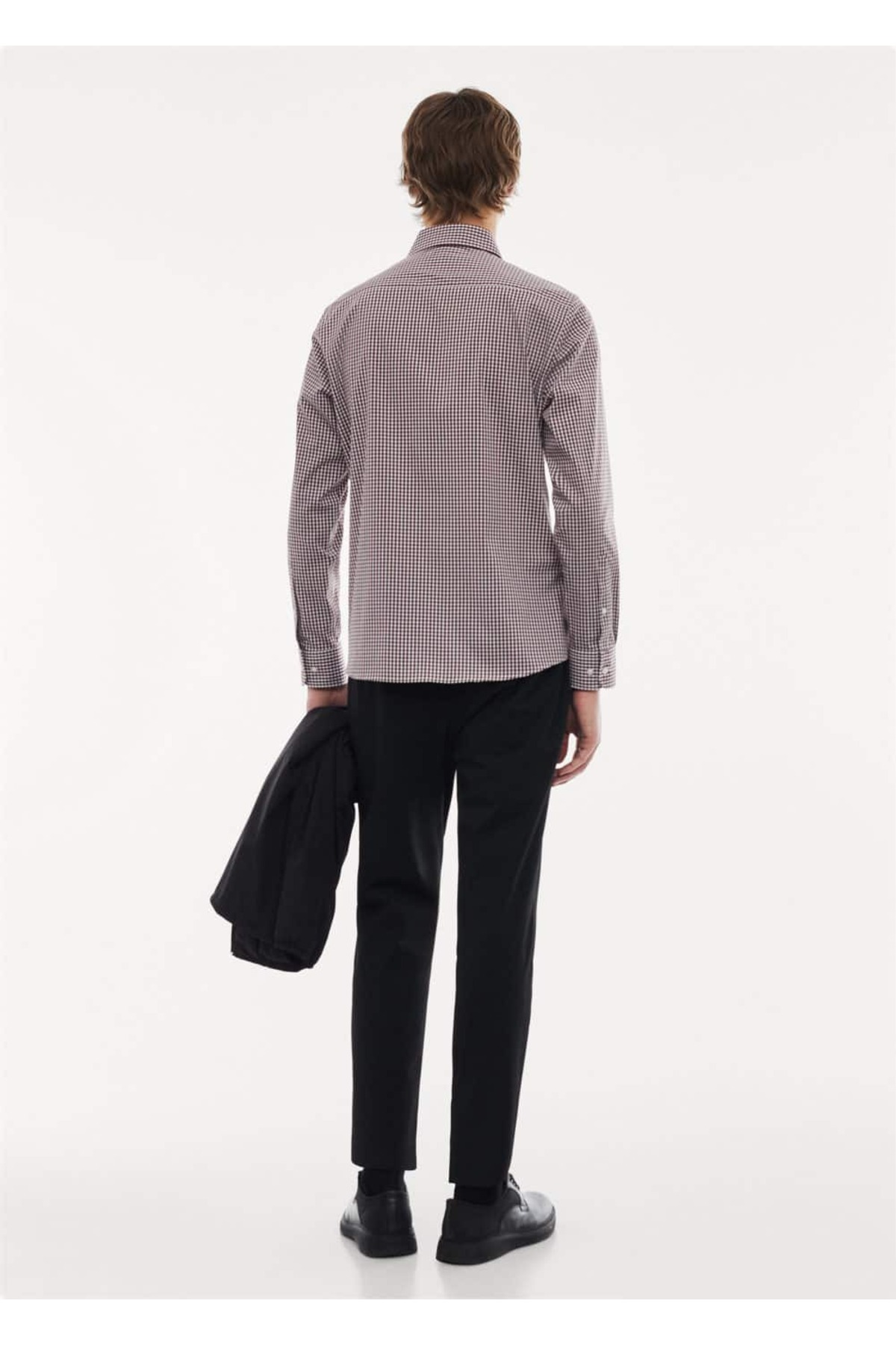 پیراهن مردانه بورگوندی منگوMANGO Man | 67030633 اورجینال - تصویر 4