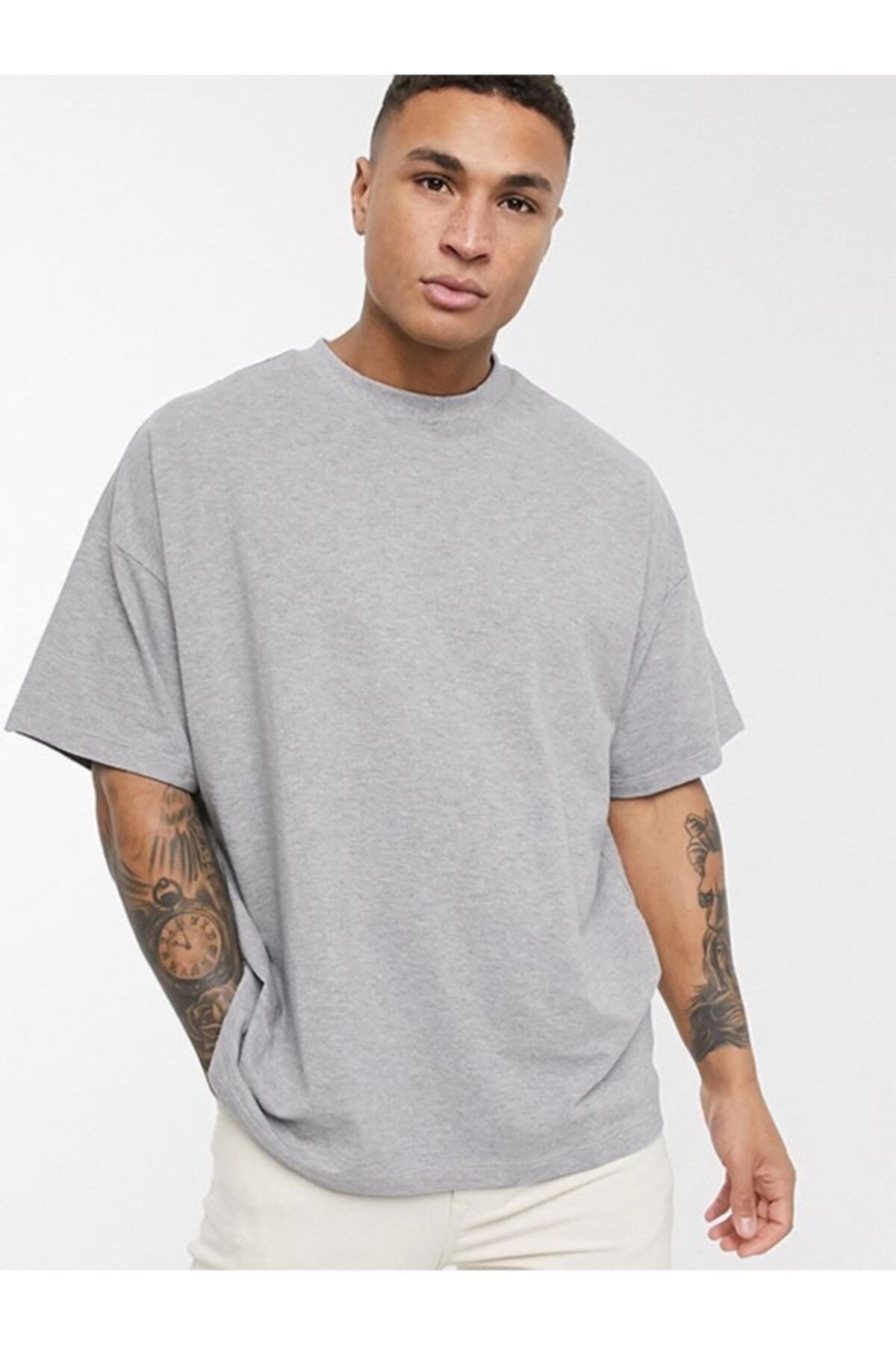 Erkek Oversize Düz Renk T-shirt