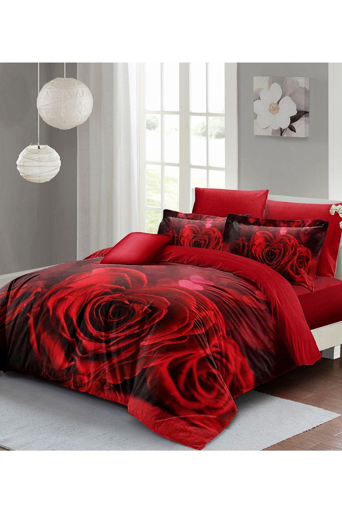 سرویس روتختی  قرمز مونوهومMonohome | MONOHOME69803 اورجینال - تصویر 3