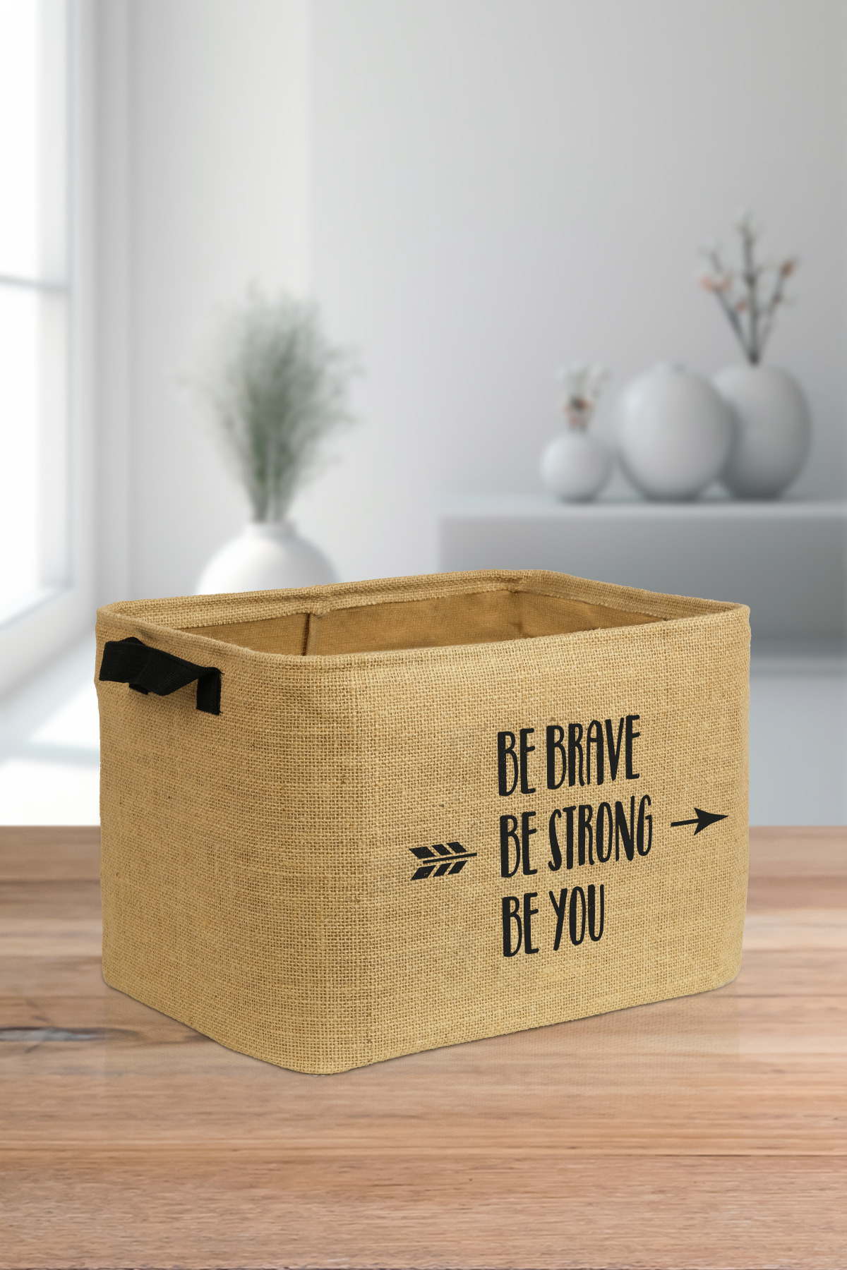 PH Prendi Home Be You Jüt,Dolap İçi Çamaşır Çocuk Odası Oyuncak Düzenleyici Katlanır, Saklama Sepeti 37x27x25