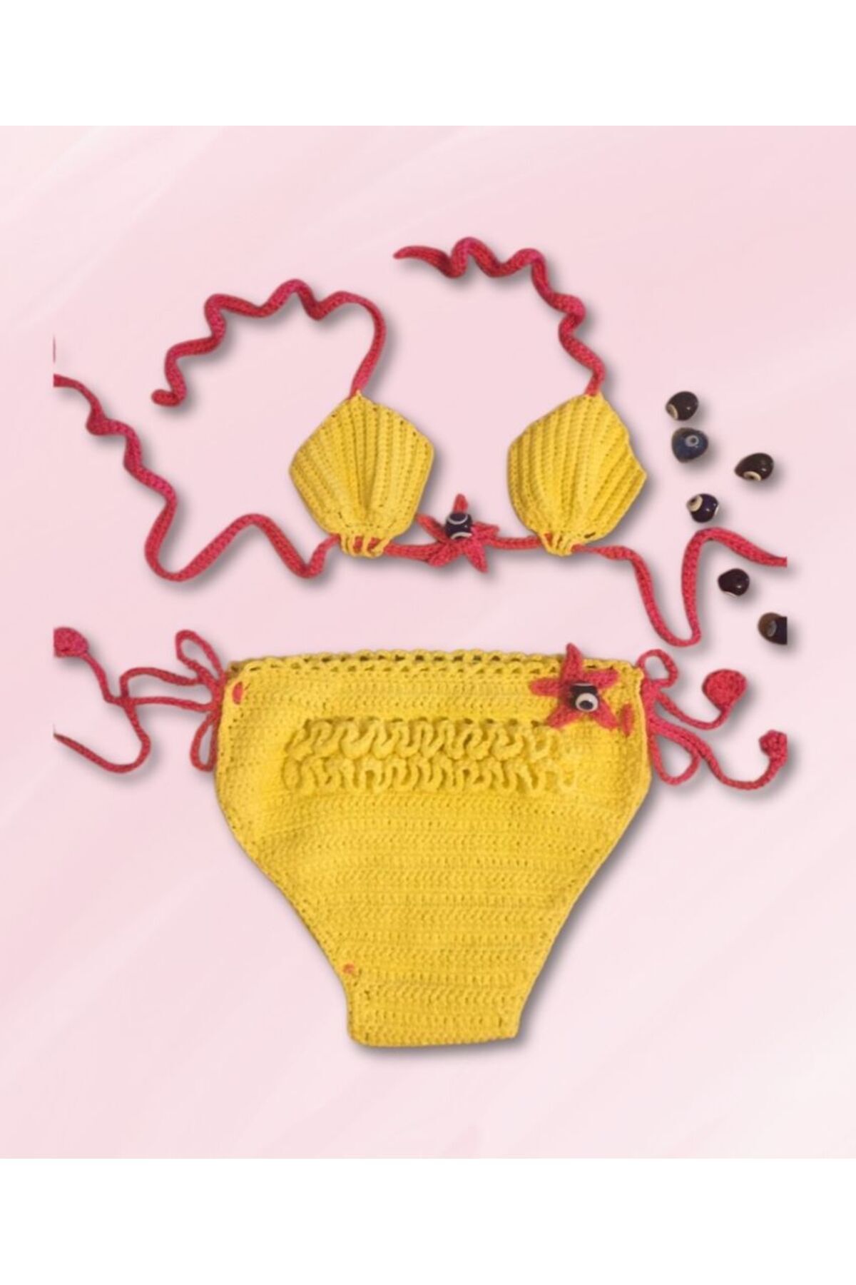 Sistaful El Örgüsü Kız Bebek Çocuk Bikini Takımı fotoğrafı 2 (önizleme)