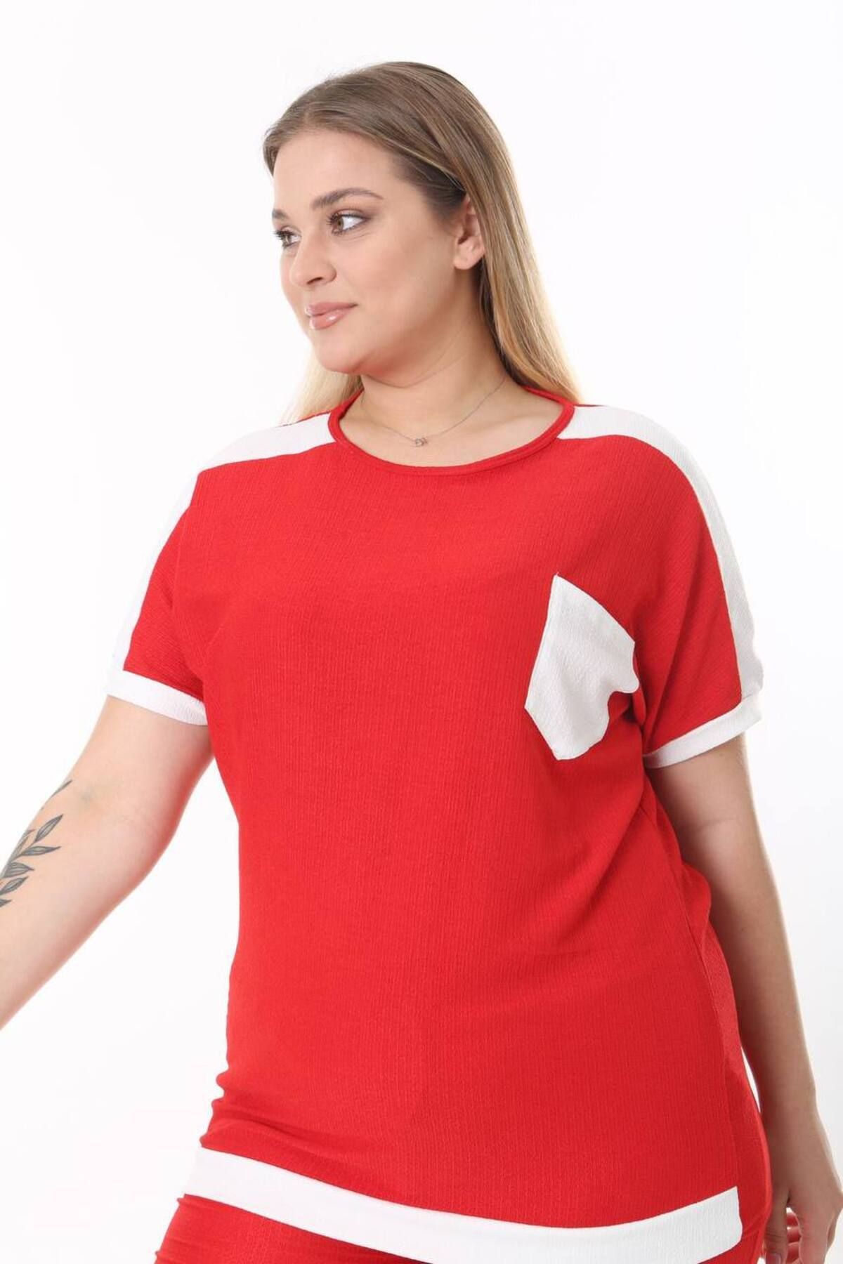 garajmood-Red and White Stripe Detailed Large Size Set 4