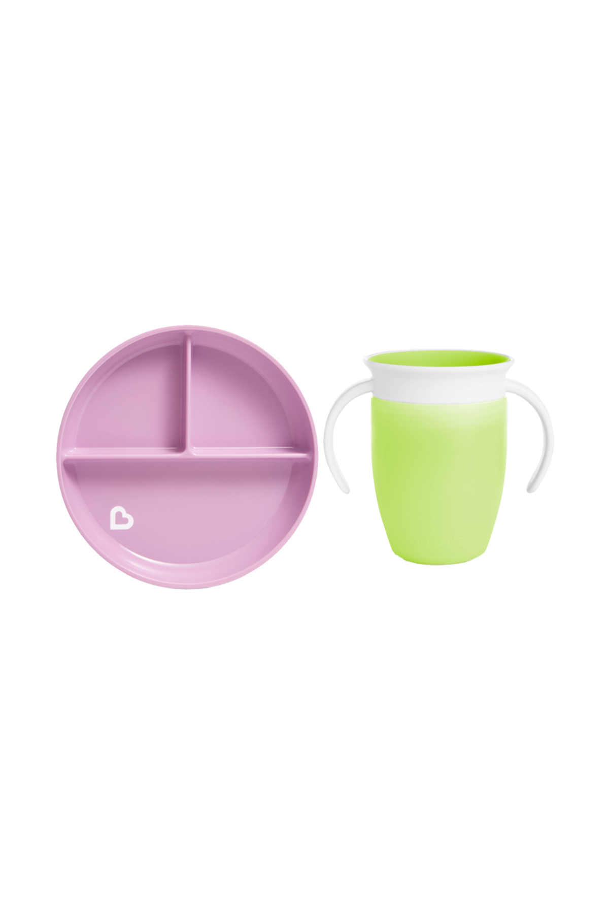 Munchkin Sabit Vakumlu Beslenme Tabağı  &Mucize 360 Alıştırma Bardağı 6AY+ MOR&YEŞİL2li paket fotoğrafı 4 (önizleme)