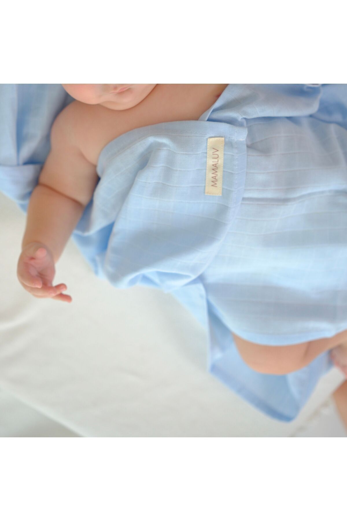 %100 Pamuk Müslin Örtü Bebe Mavi - 90x80 Cm