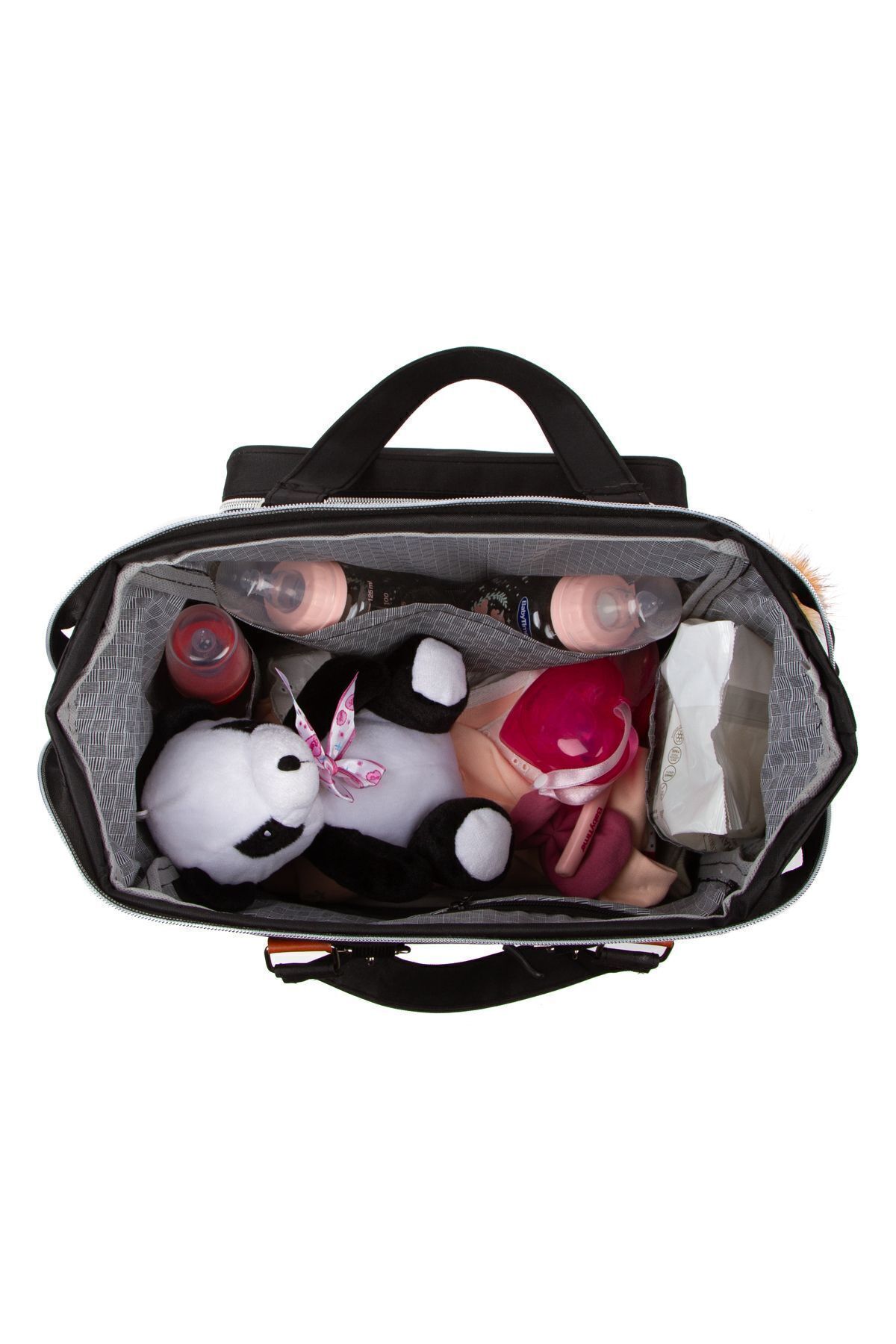 Halk Sepeti Anne Bebek Bakım Sırt Çantası Baby Bag 3 Termal Göz Puset Askılı Ponponlu Su Geçirmez Omuz Çantası fotoğrafı 6 (önizleme)