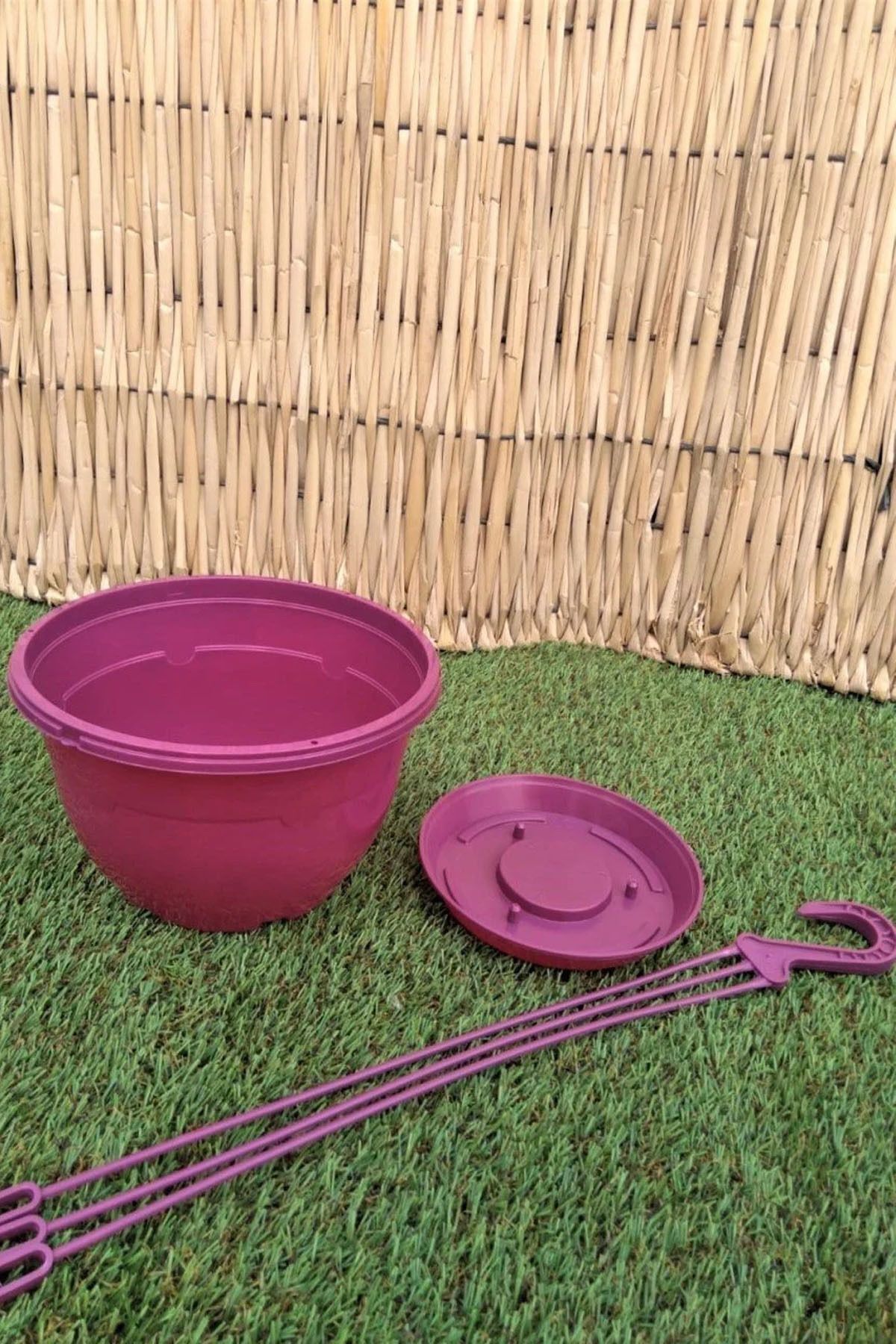 6 Litre Askılı Makrome Saksı Beyaz Tabaklı Safir Plastik Tavan Askı Parlak Çiçek Saksısı No3 7