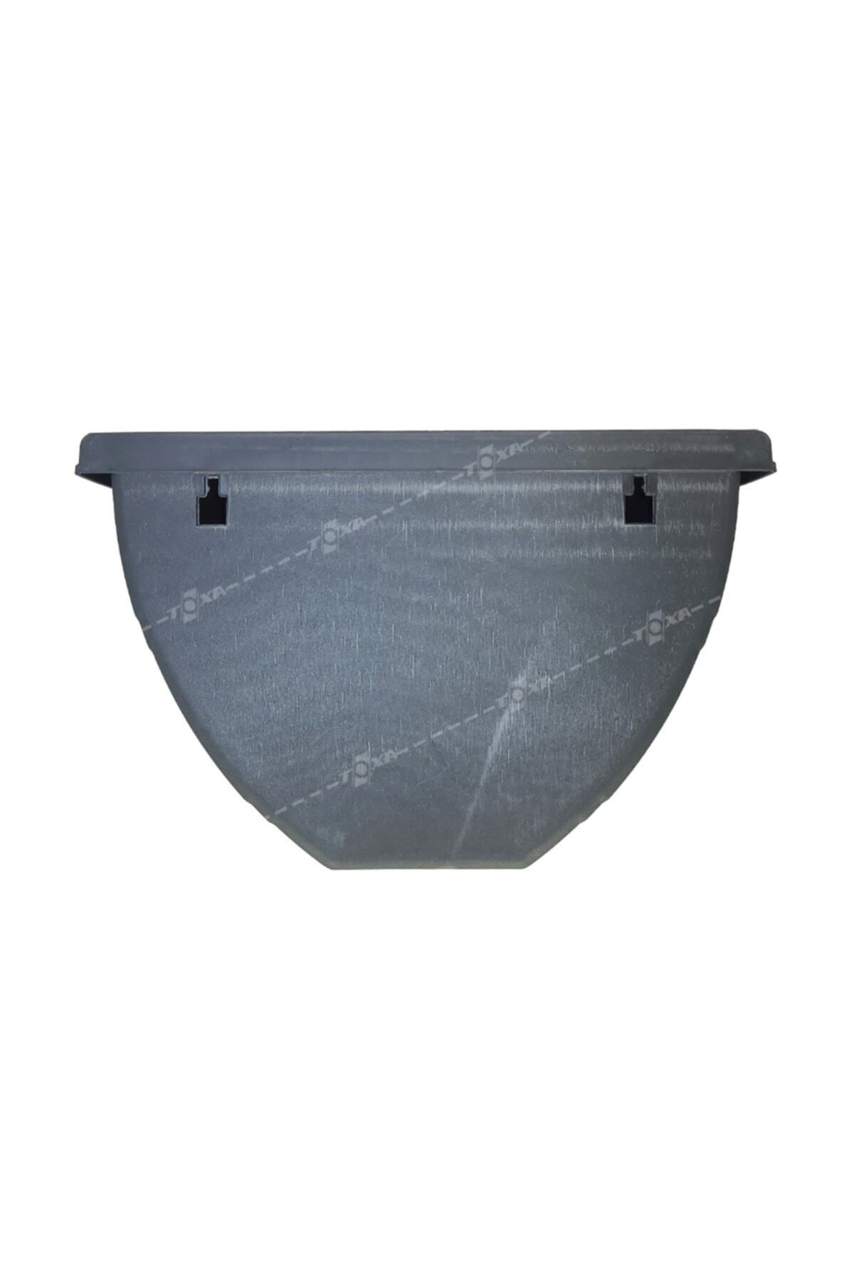 3.4 Litre Antrasit Yarım Duvar Balkon Saksısı Bahçe Duvarı Mat Plastik Saksı Damla No3 34,5x19,5cm 4