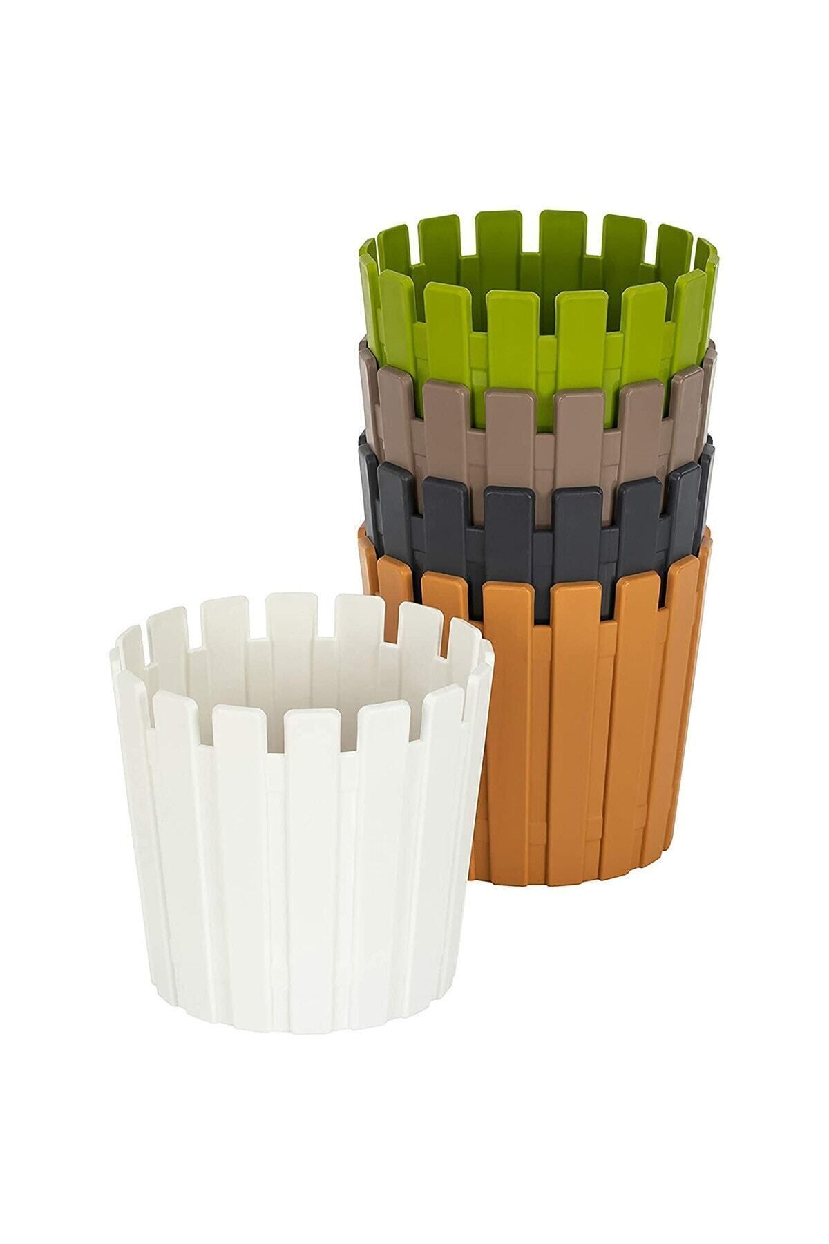 Akasya Pastel Saksı 8,5 Litre Kahve 27cm Plastik Drenaj Izgaralı Bitki Çiçek Saksısı 8